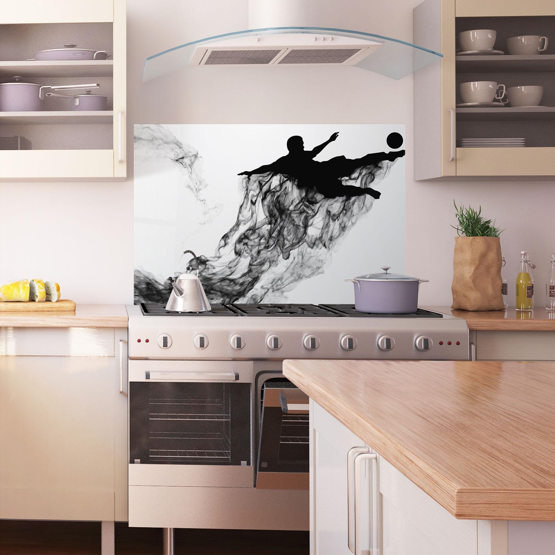Küchenrückwand Glas Black Smoke Football mockup 1