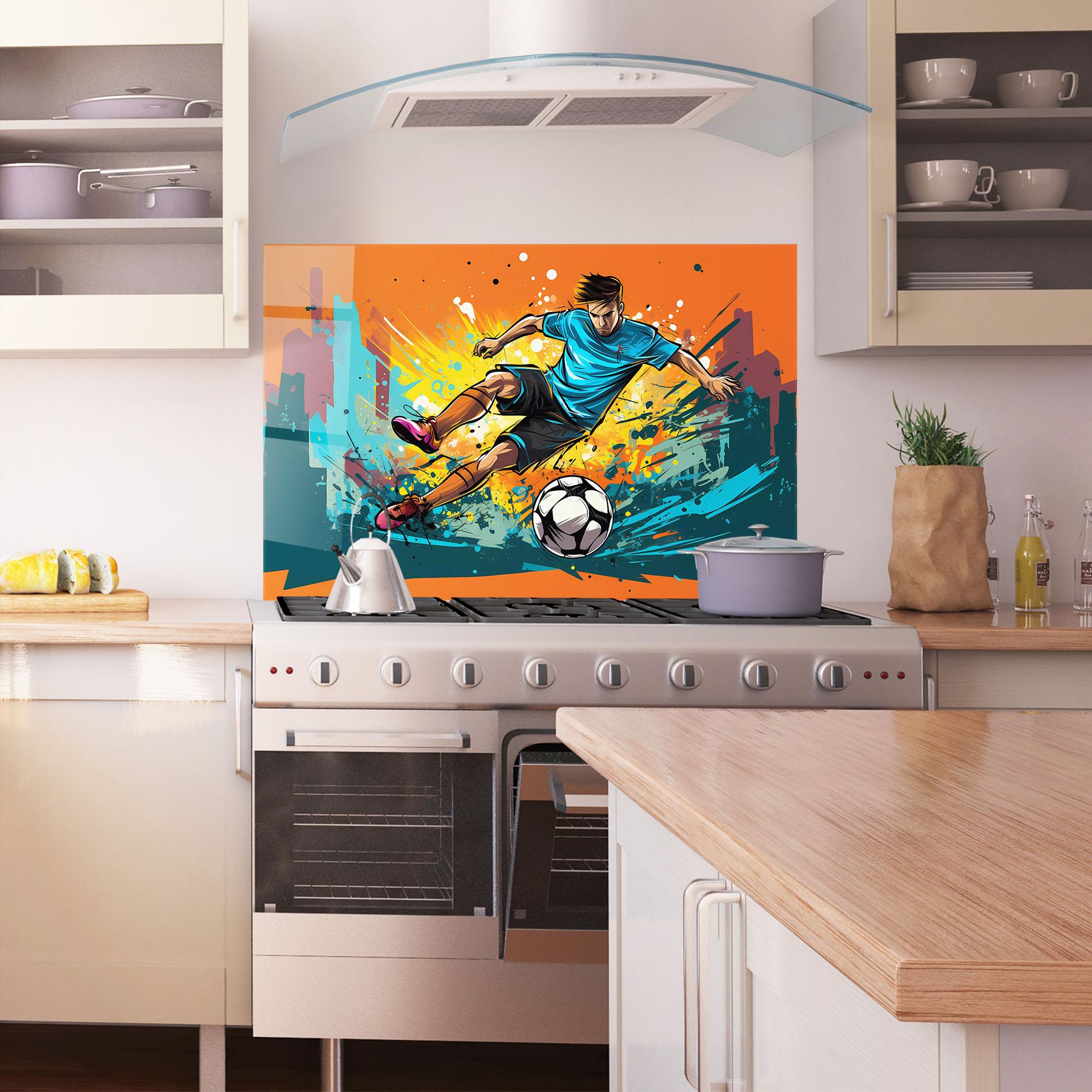 Küchenrückwand Glas Blue Tshirt Football mockup 1