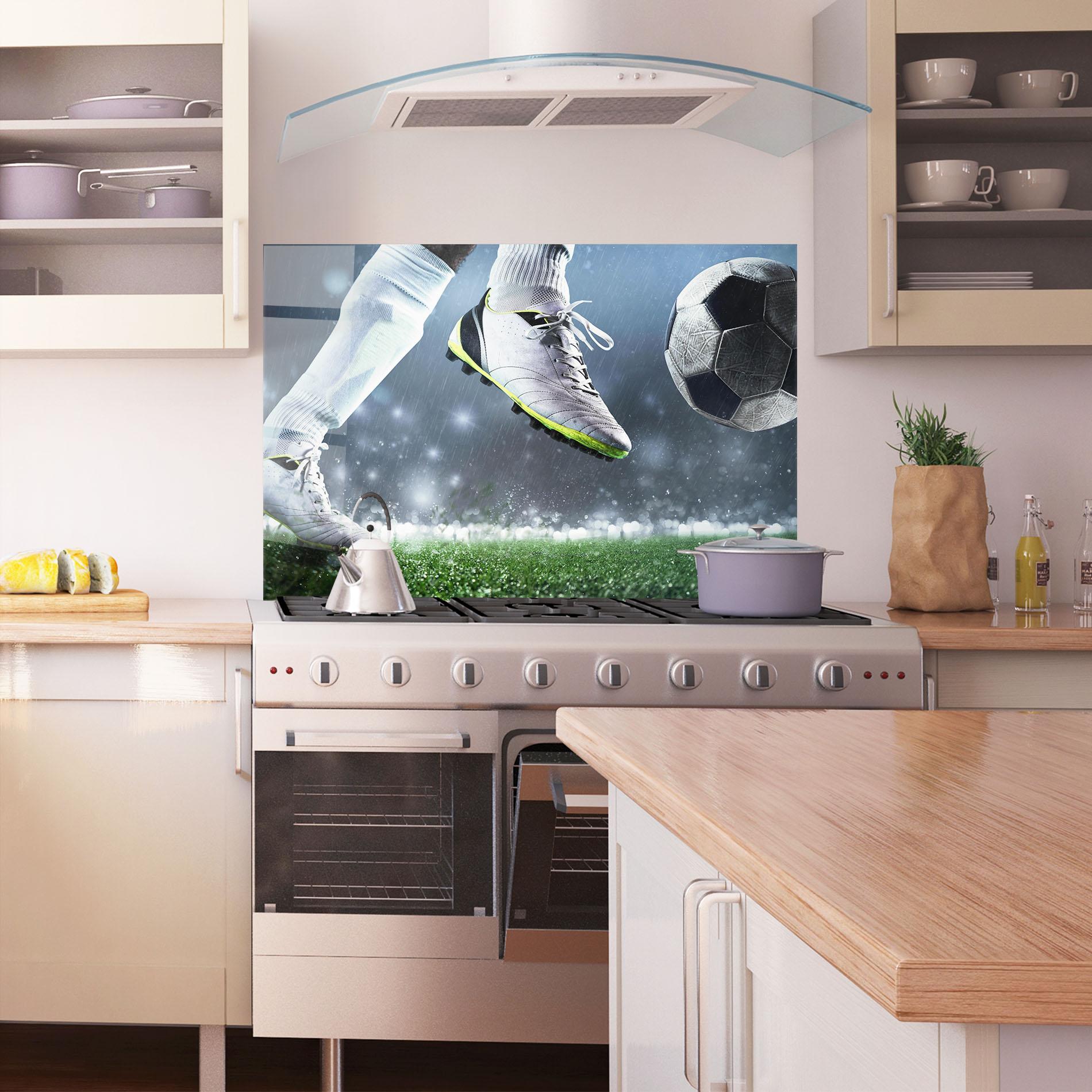 Küchenrückwand Glas Close Up Football Scene mockup 1