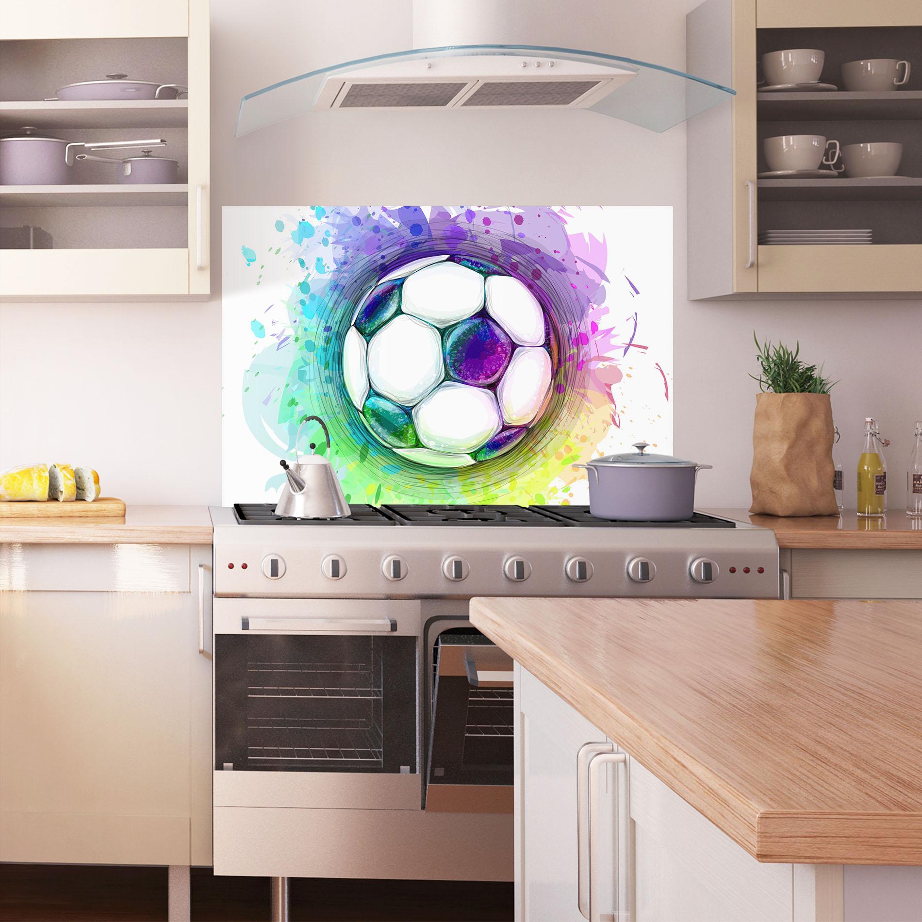 Küchenrückwand Glas Colorful Football mockup 1