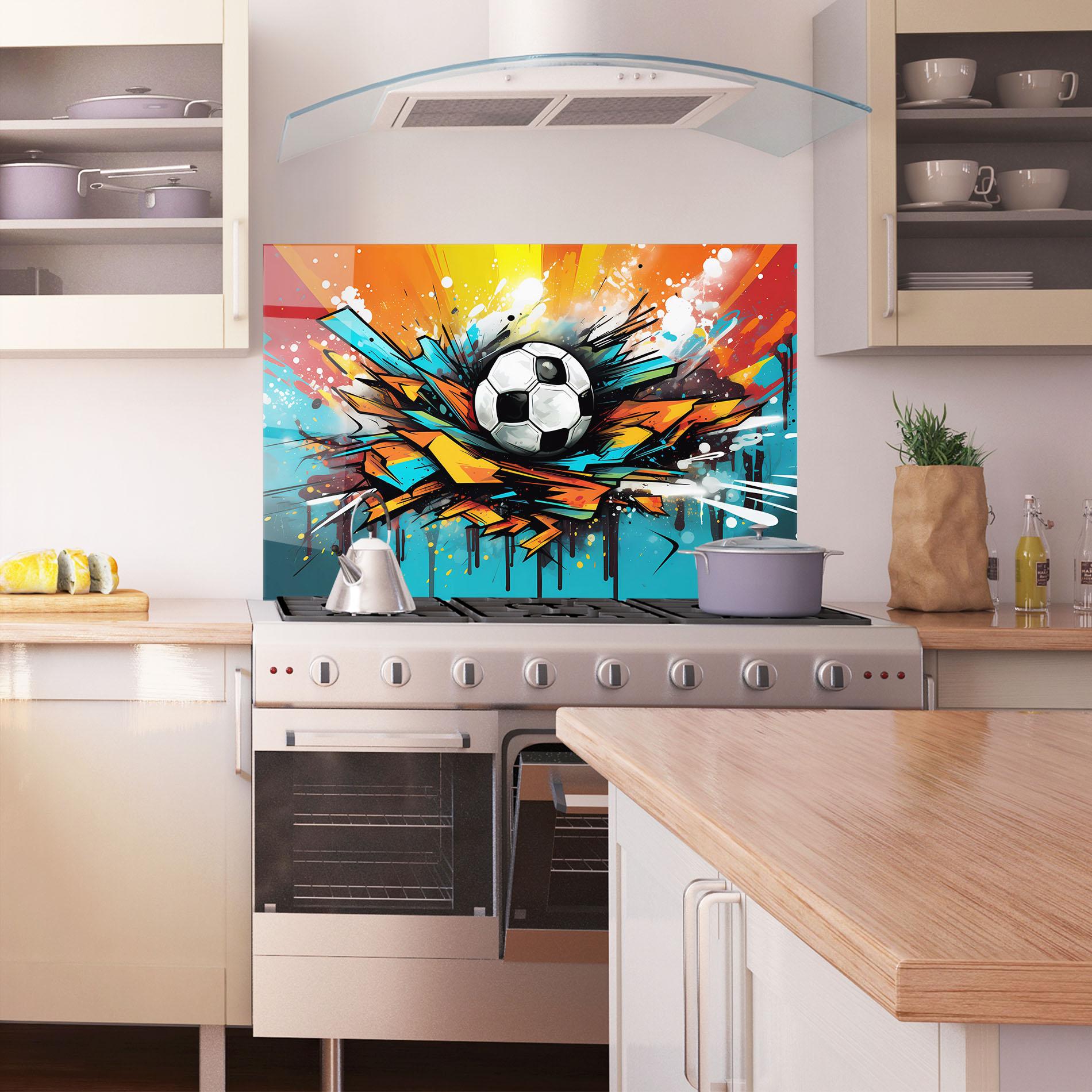 Küchenrückwand Glas Graffiti Style Football mockup 1
