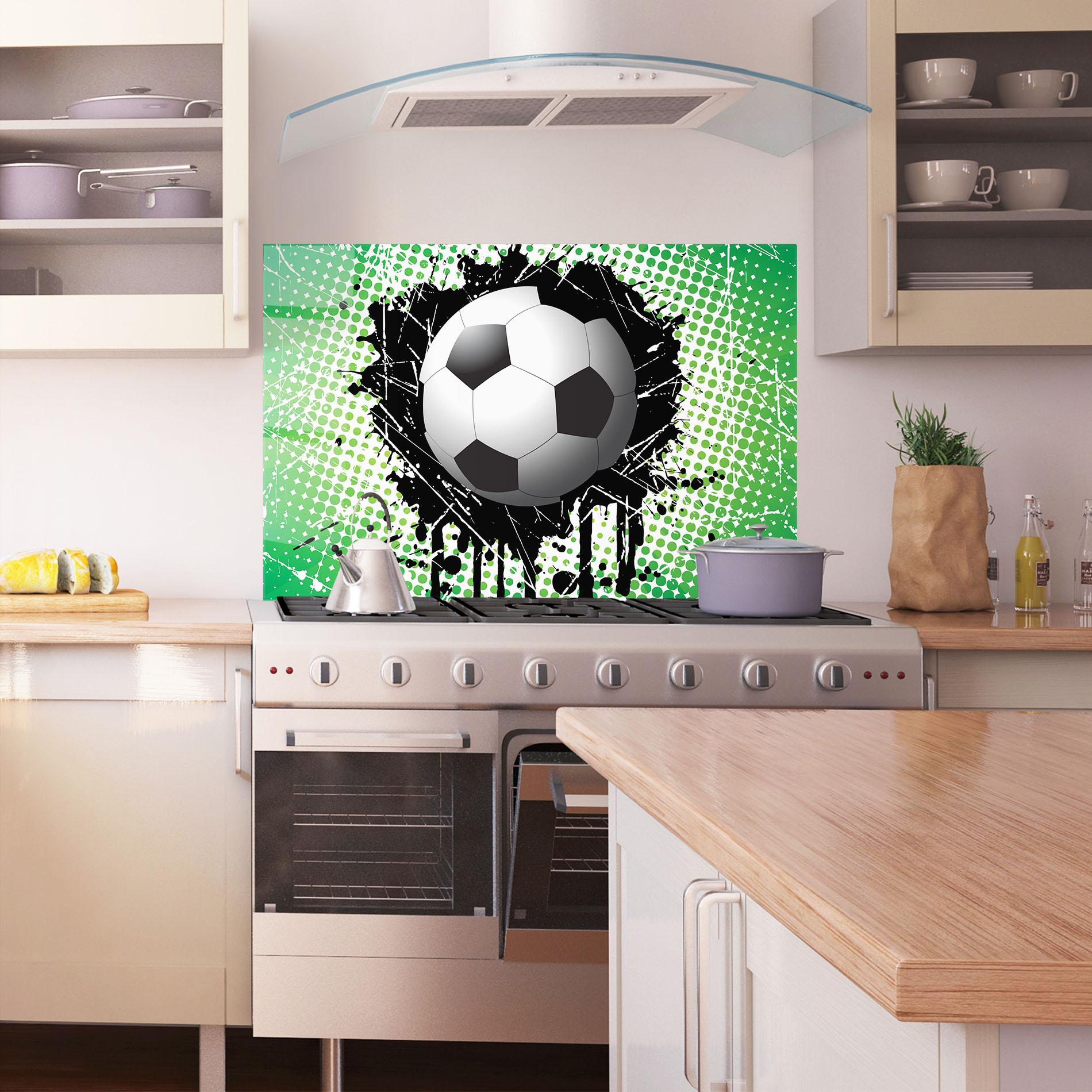Küchenrückwand Glas Green Black Football mockup 1