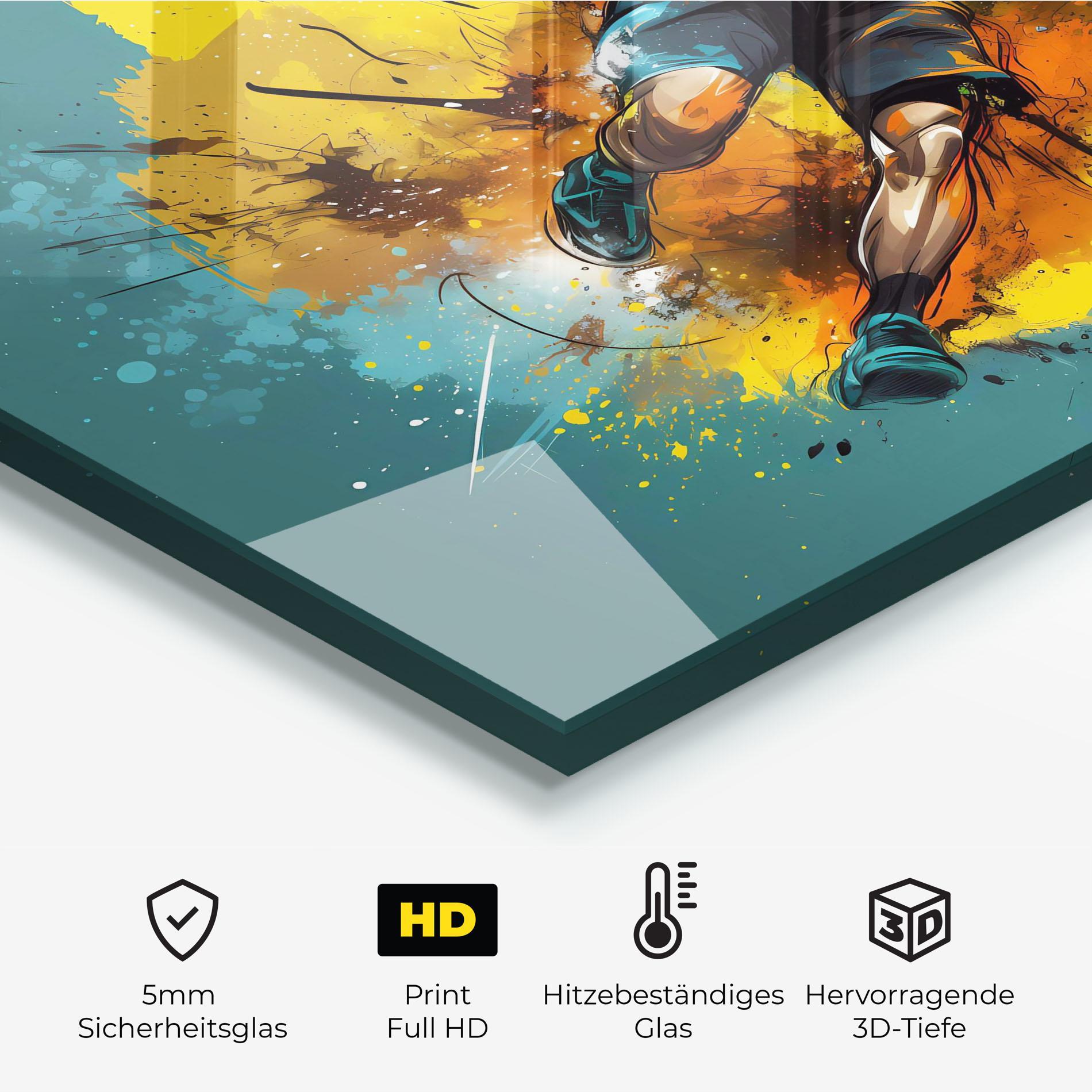 Küchenrückwand Glas Football Player Painting mockup 2