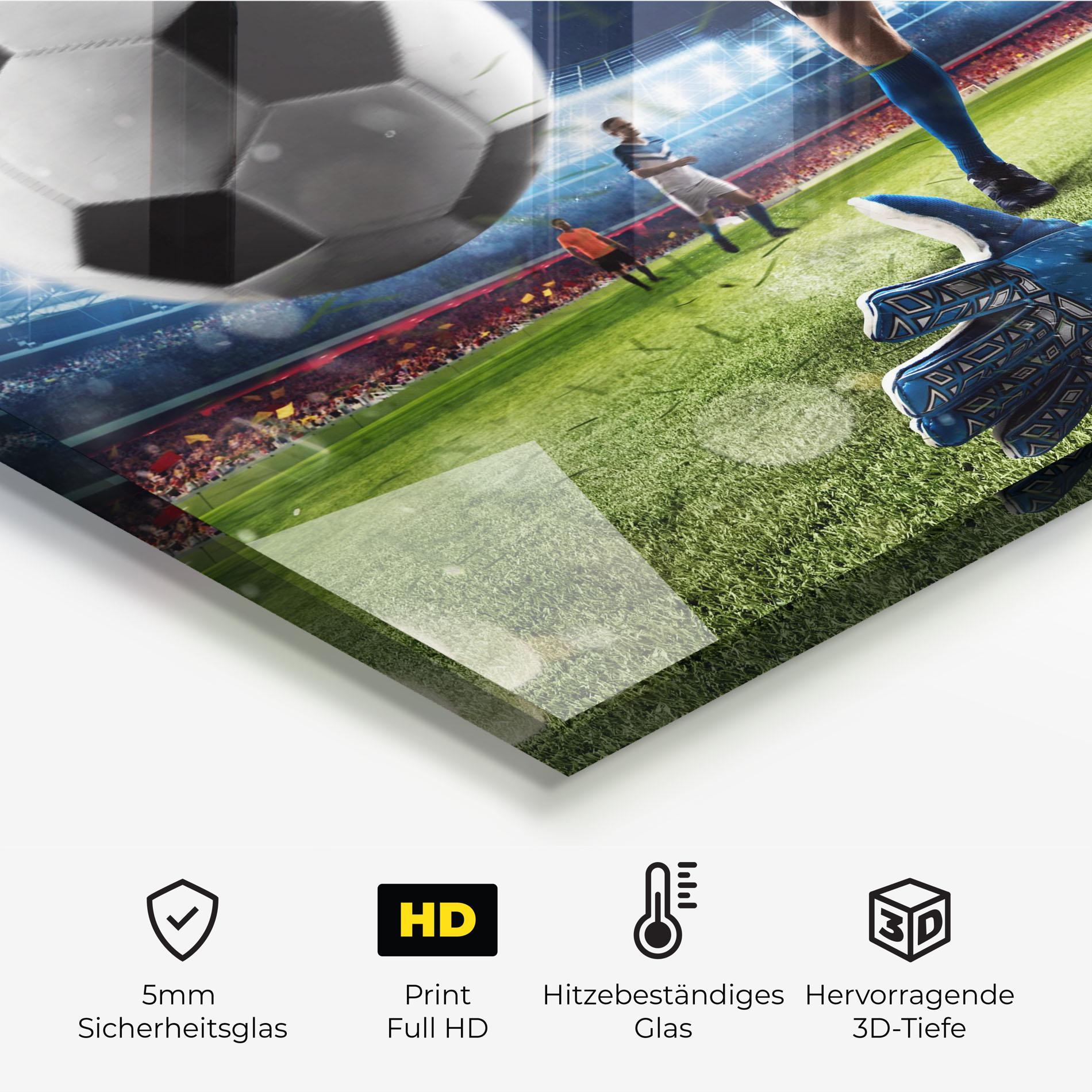 Küchenrückwand Glas Goalkeeper Kicks Ball mockup 2