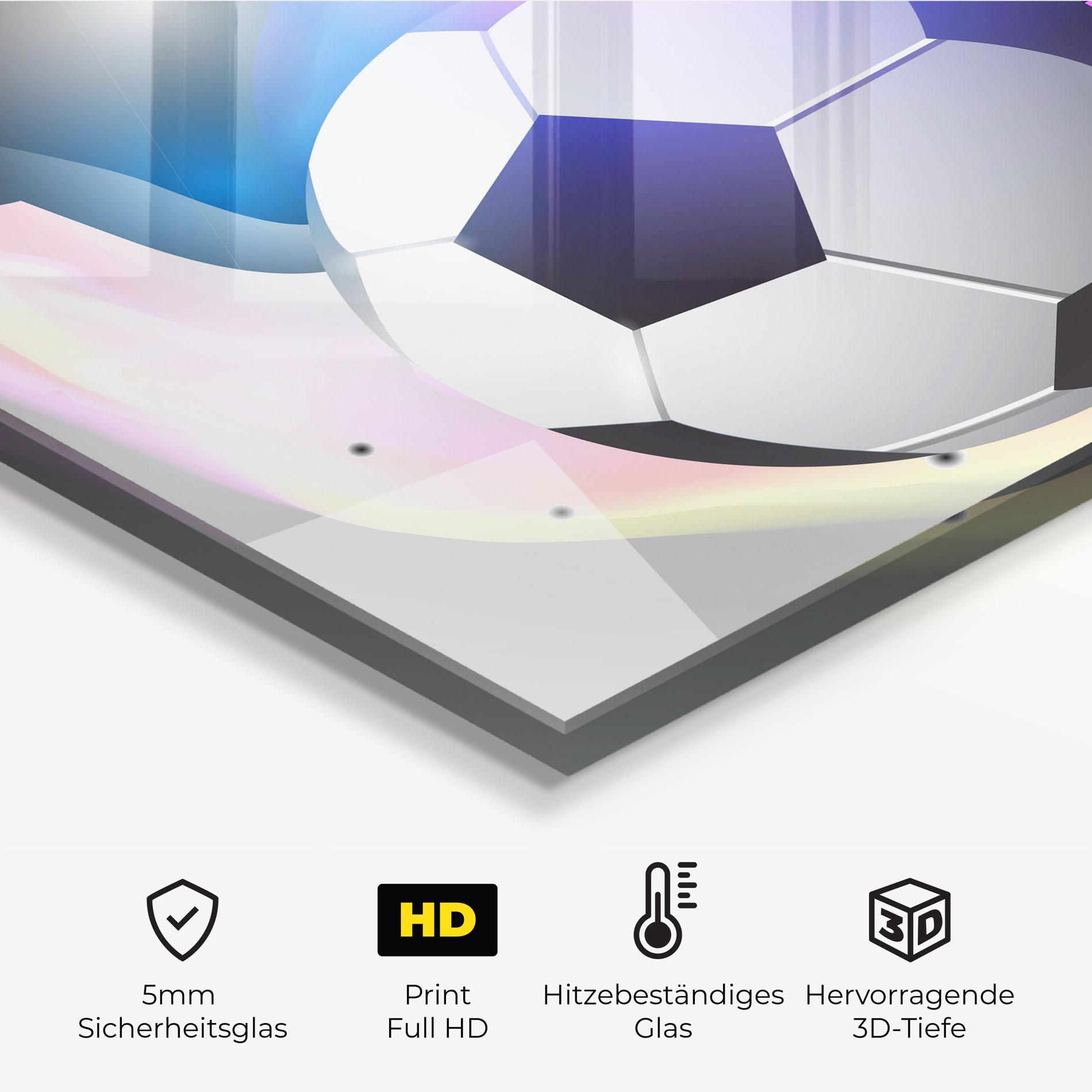 Küchenrückwand Glas Pink Blue Football Art mockup 2