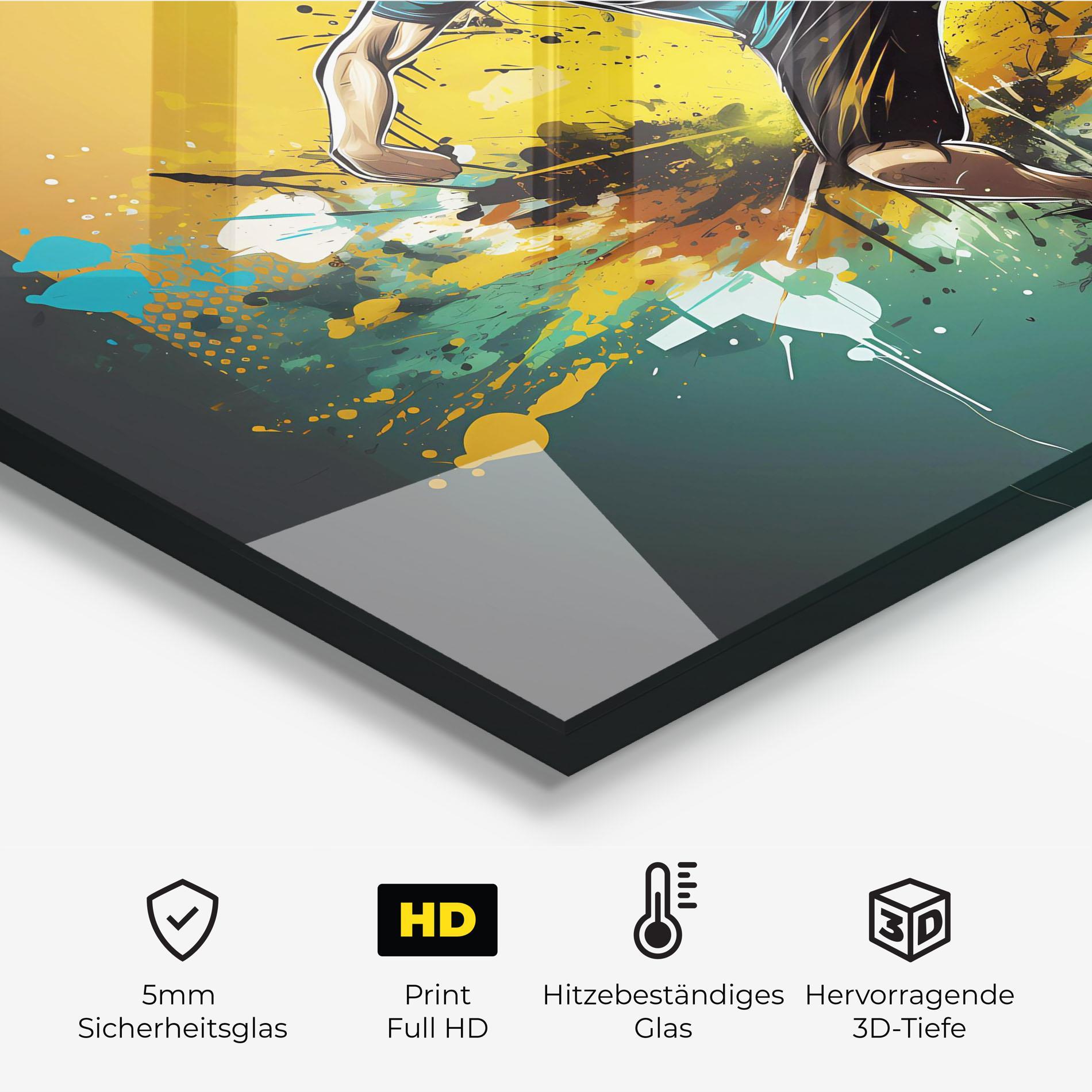 Küchenrückwand Glas Player Kicks Ball mockup 2