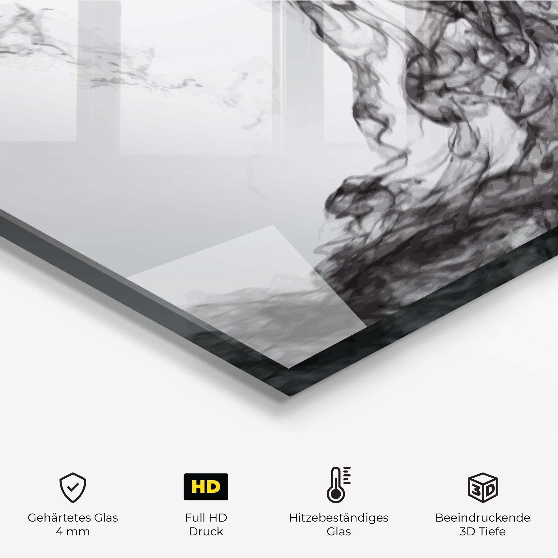 Küchenrückwand Glas Black Smoke Football mockup 2