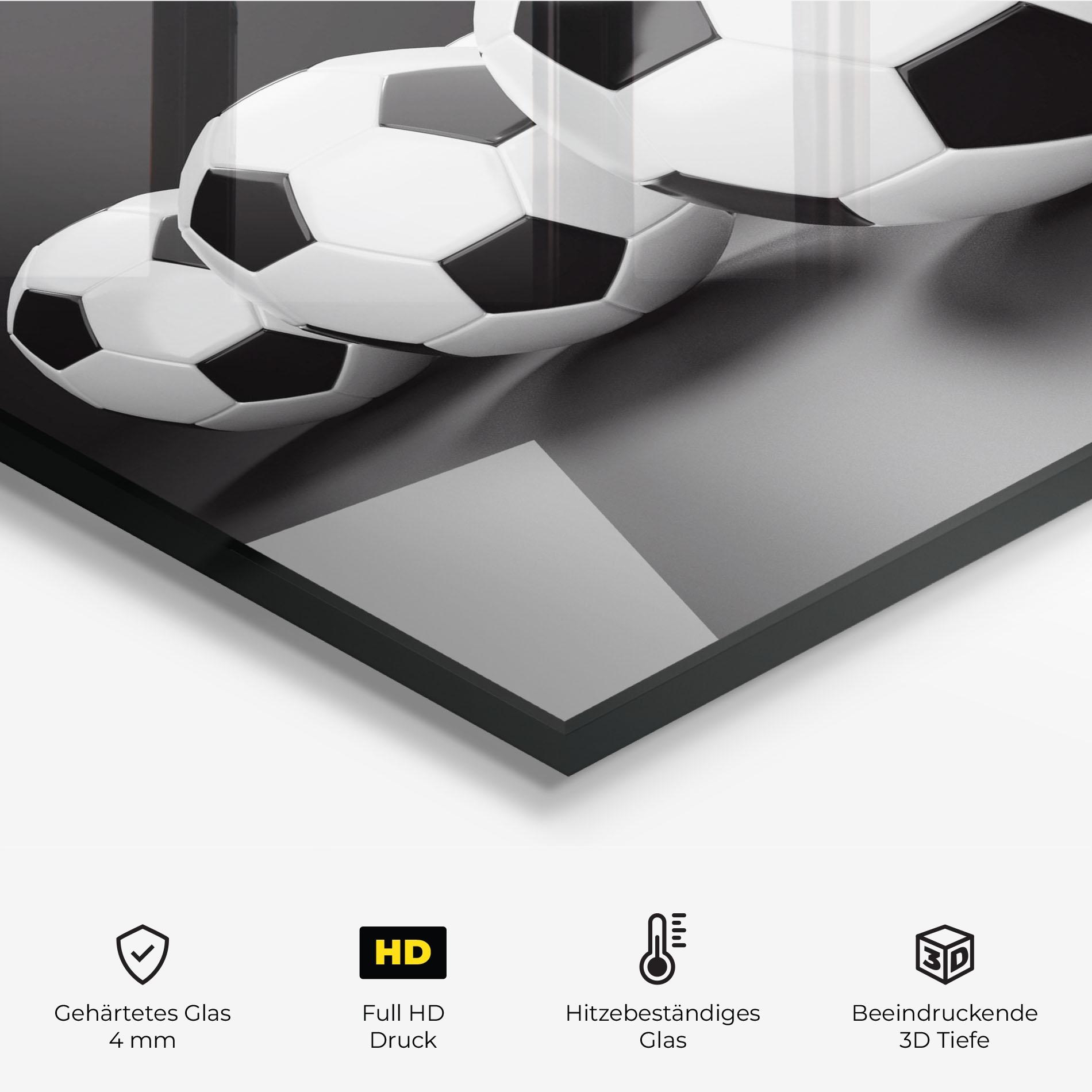 Küchenrückwand Glas Black White Football mockup 2