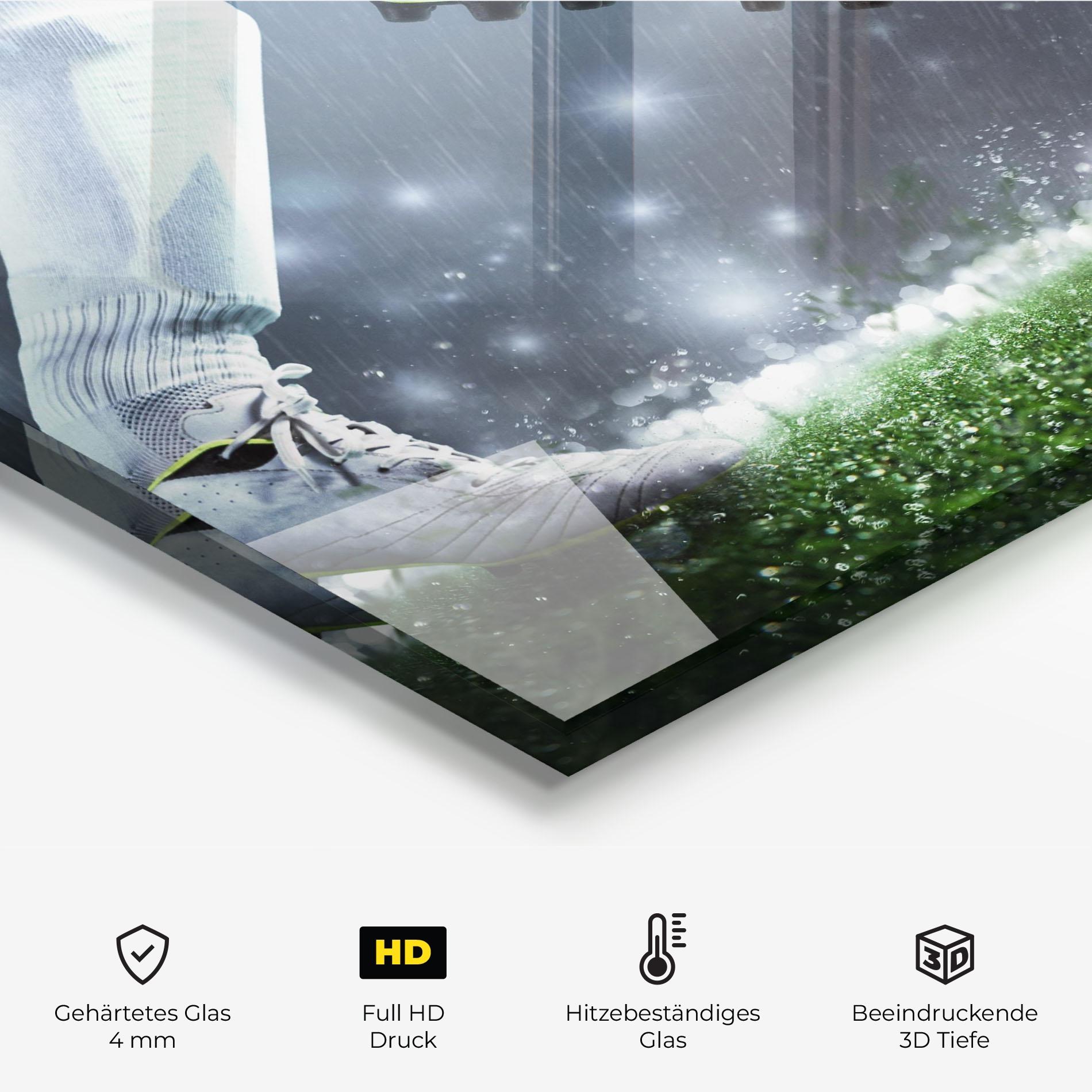 Küchenrückwand Glas Close Up Football Scene mockup 2