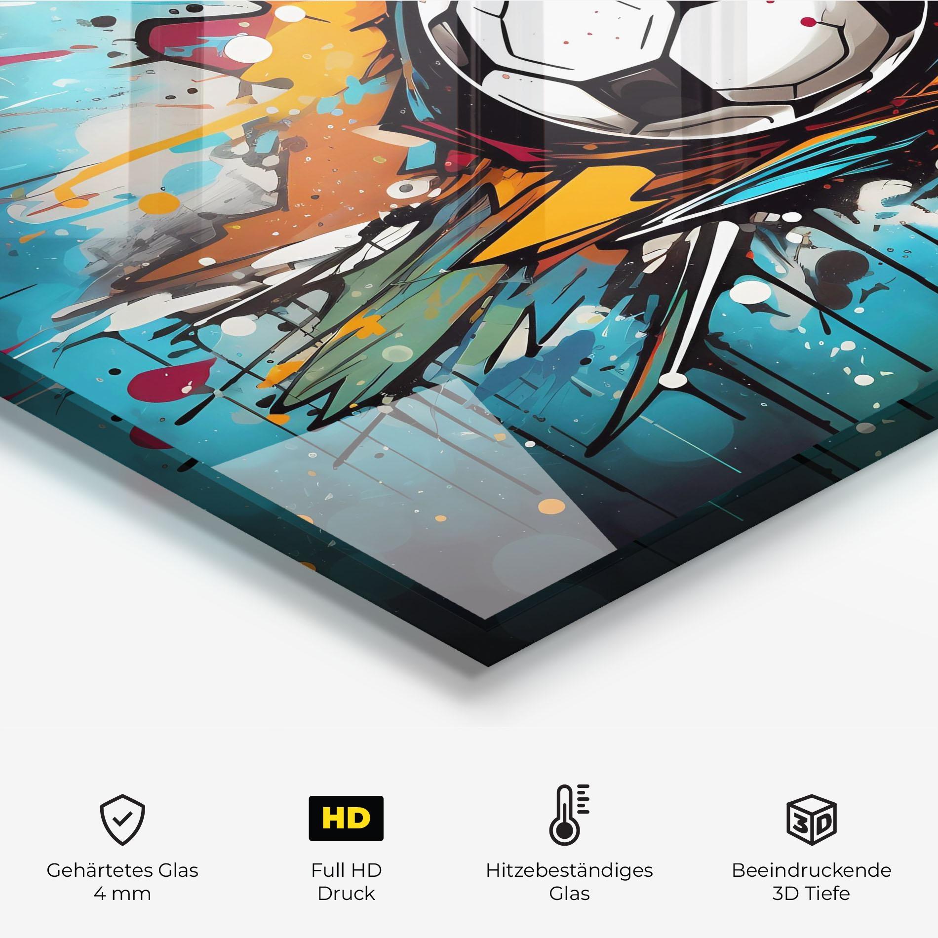 Küchenrückwand Glas Football Graffiti Style mockup 2