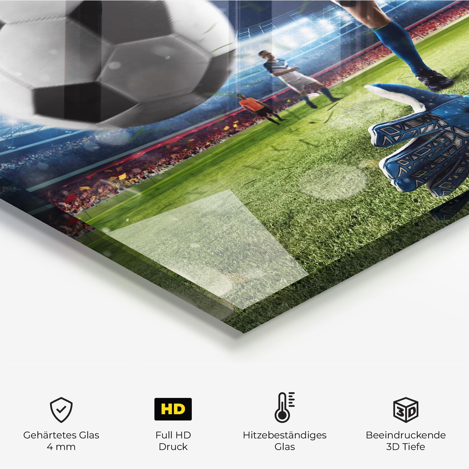 Küchenrückwand Glas Goalkeeper Kicks Ball mockup 2