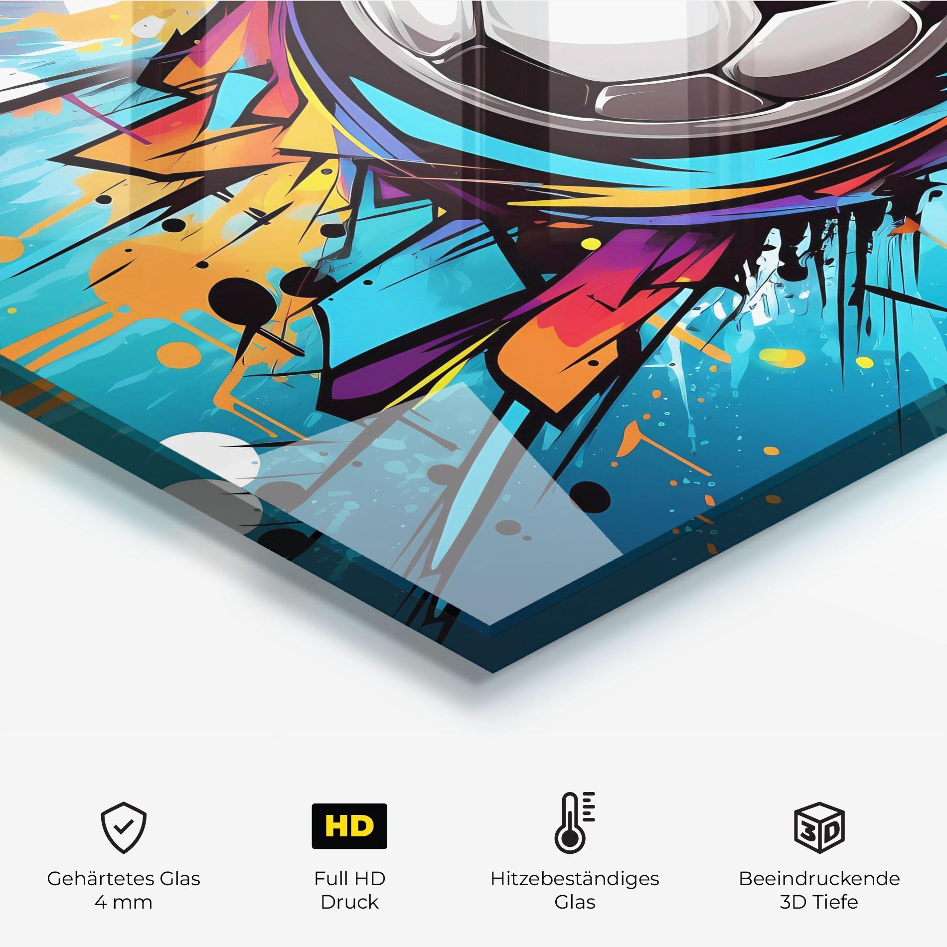 Küchenrückwand Glas Graffiti Football Flight mockup 2