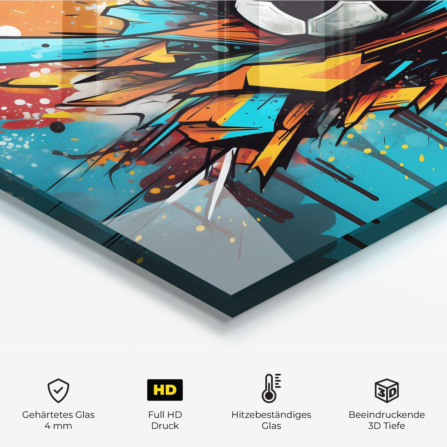Küchenrückwand Glas Graffiti Style Football mockup 2