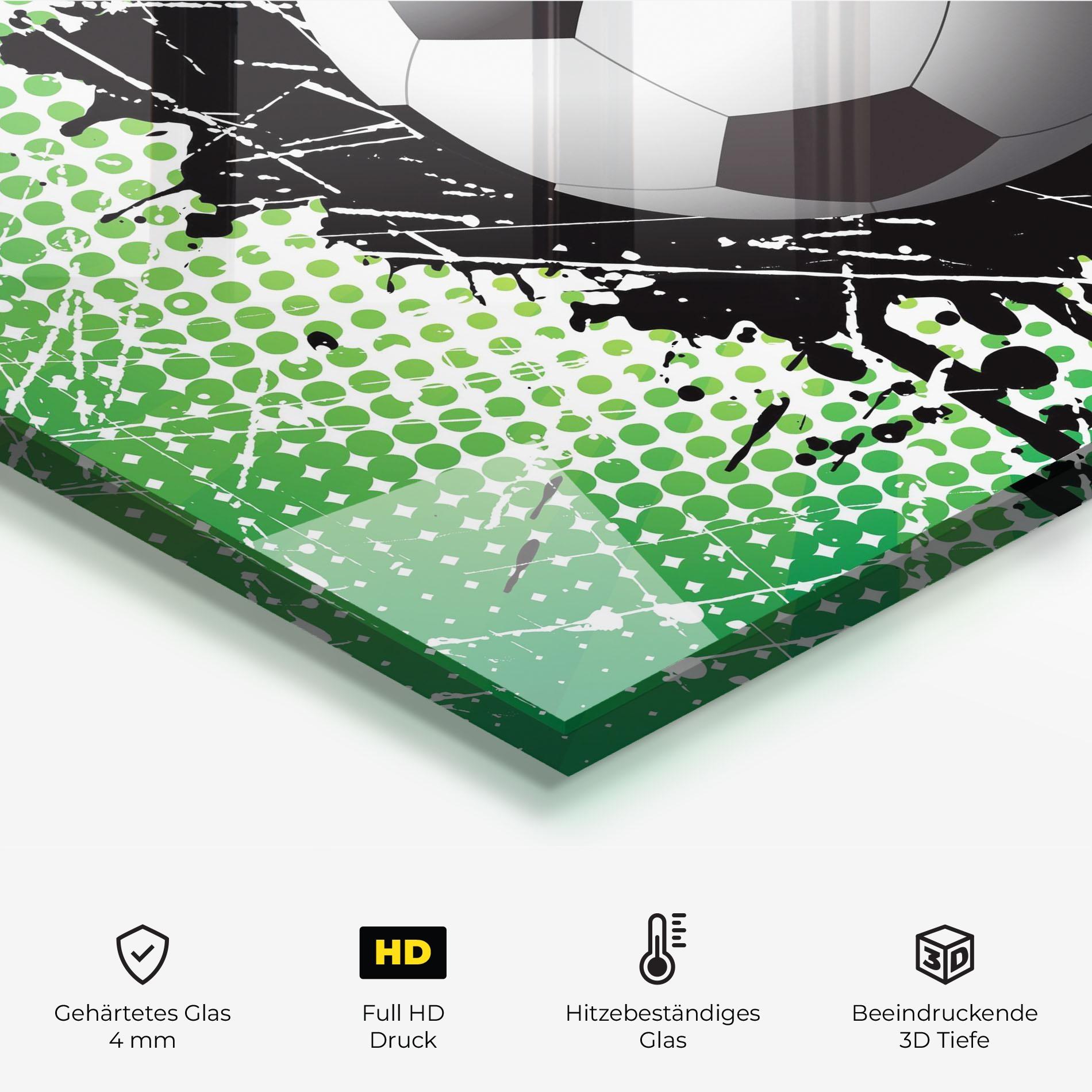 Küchenrückwand Glas Green Black Football mockup 2