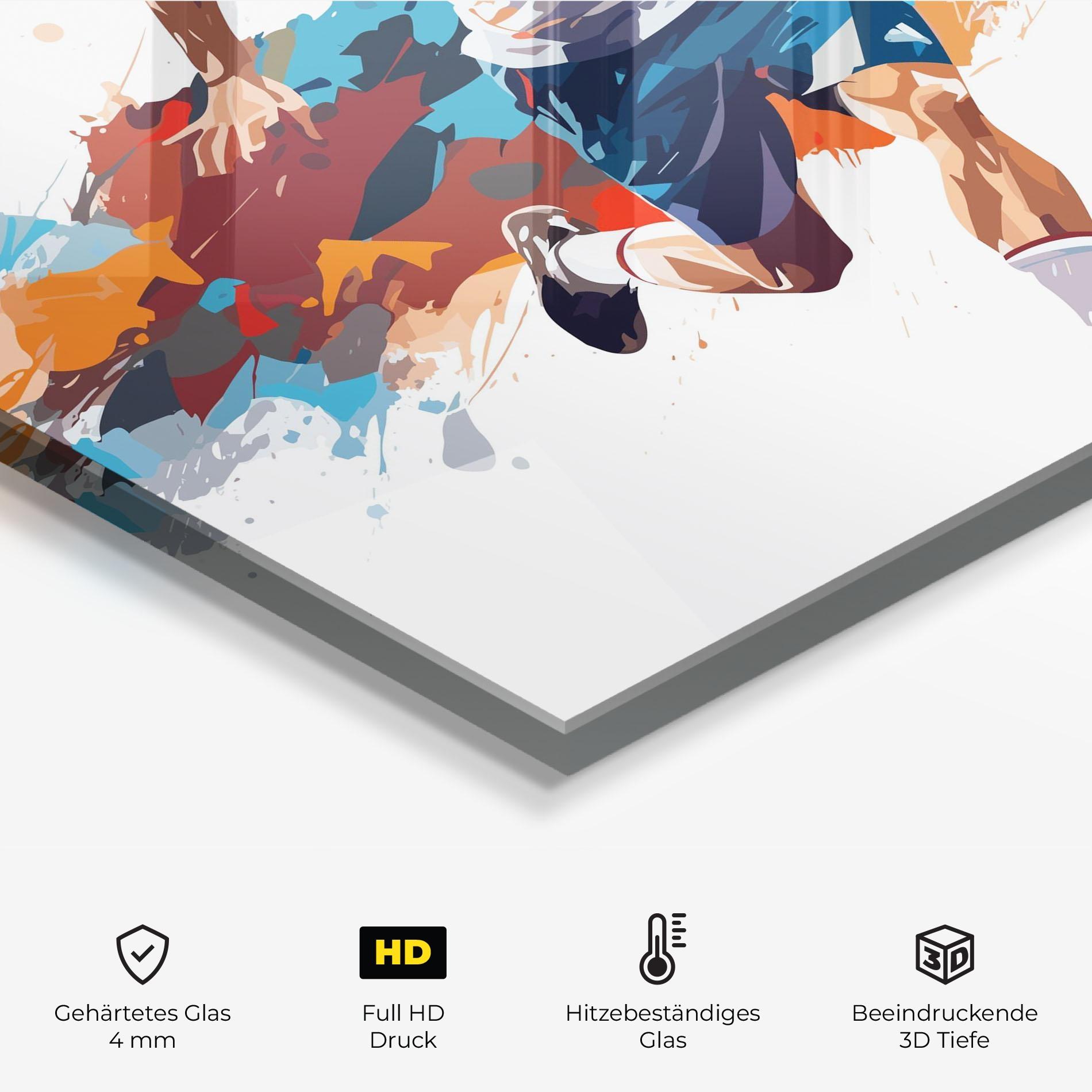 Küchenrückwand Glas Grey Blue Football mockup 2