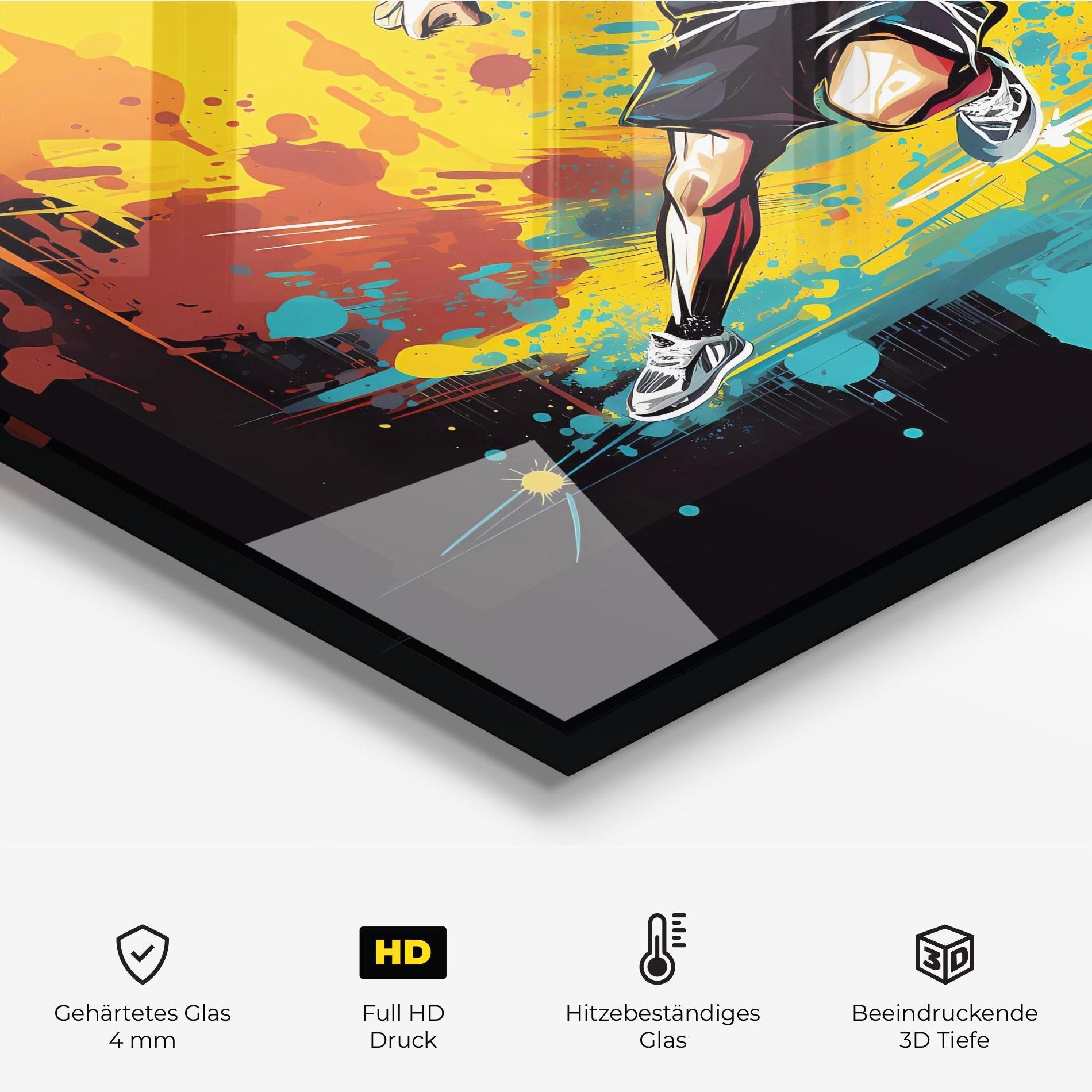 Küchenrückwand Glas Painting Football Player mockup 2