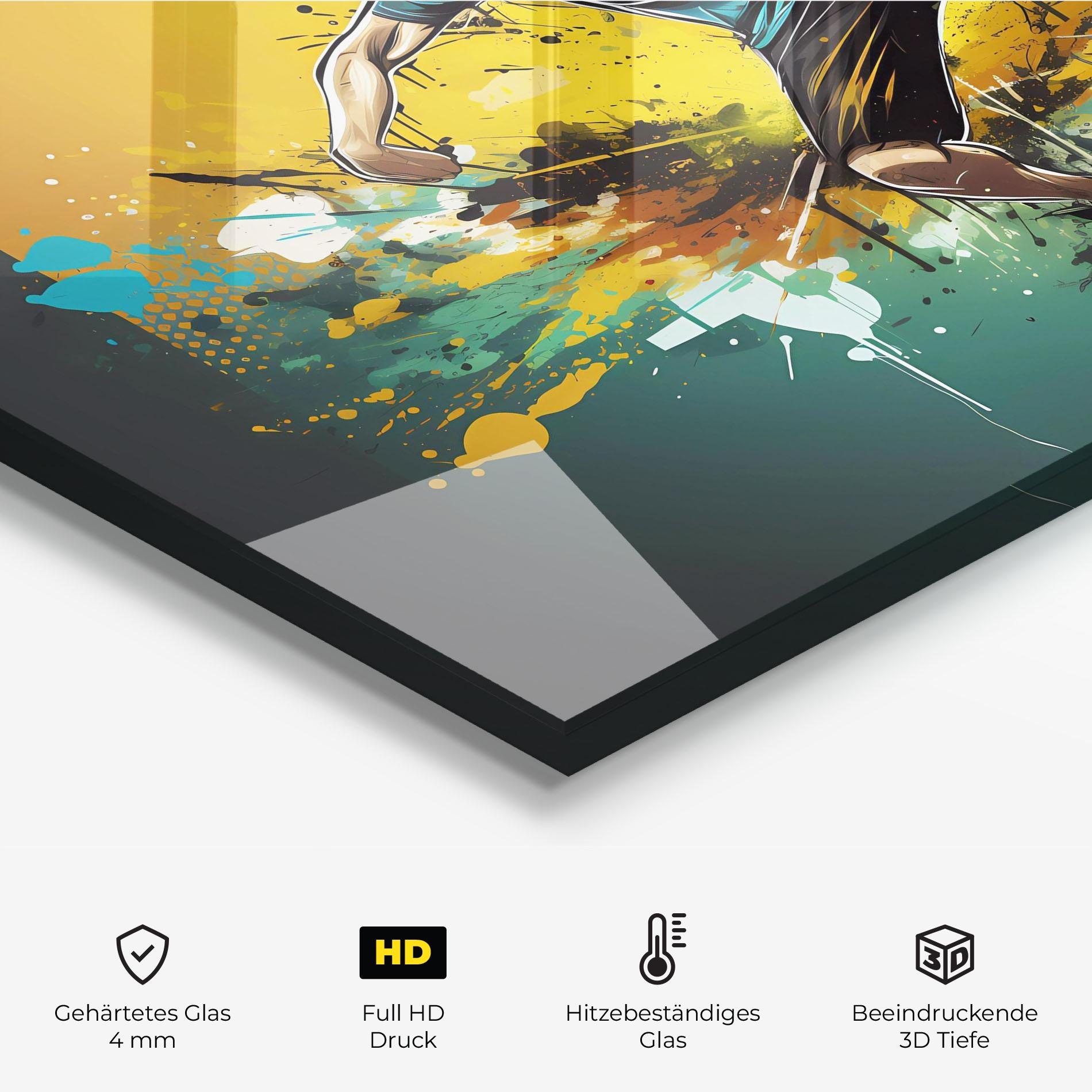 Küchenrückwand Glas Player Kicks Ball mockup 2