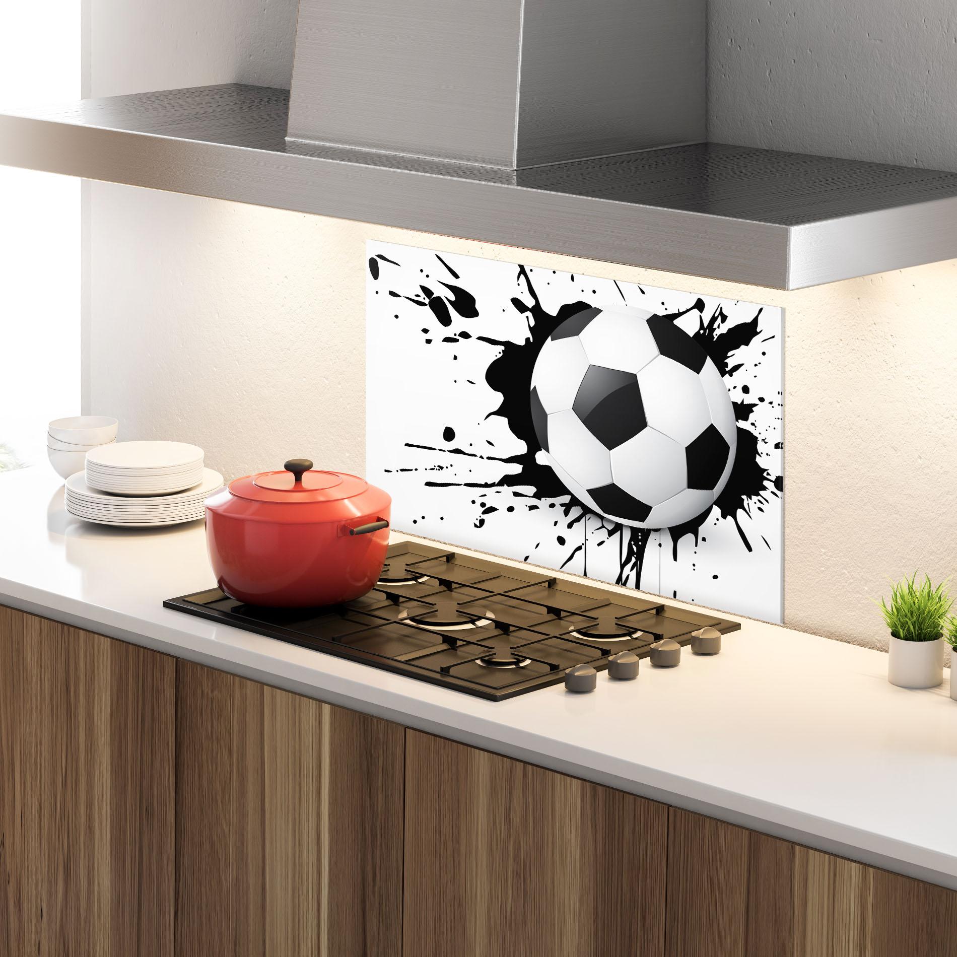Küchenrückwand Glas Black Paint Football mockup 4