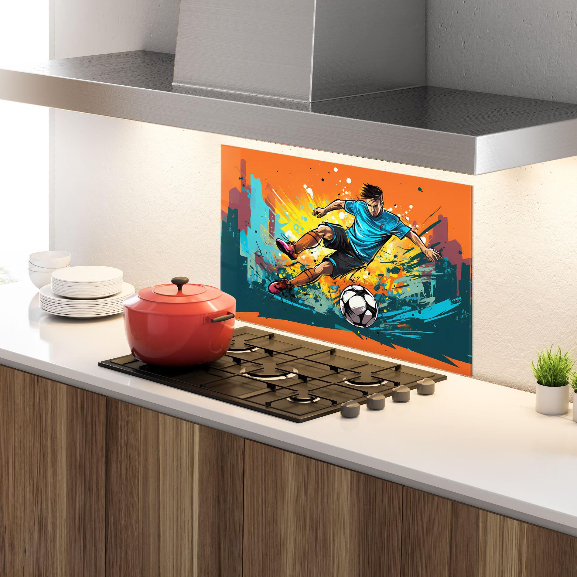 Küchenrückwand Glas Blue Tshirt Football mockup 4