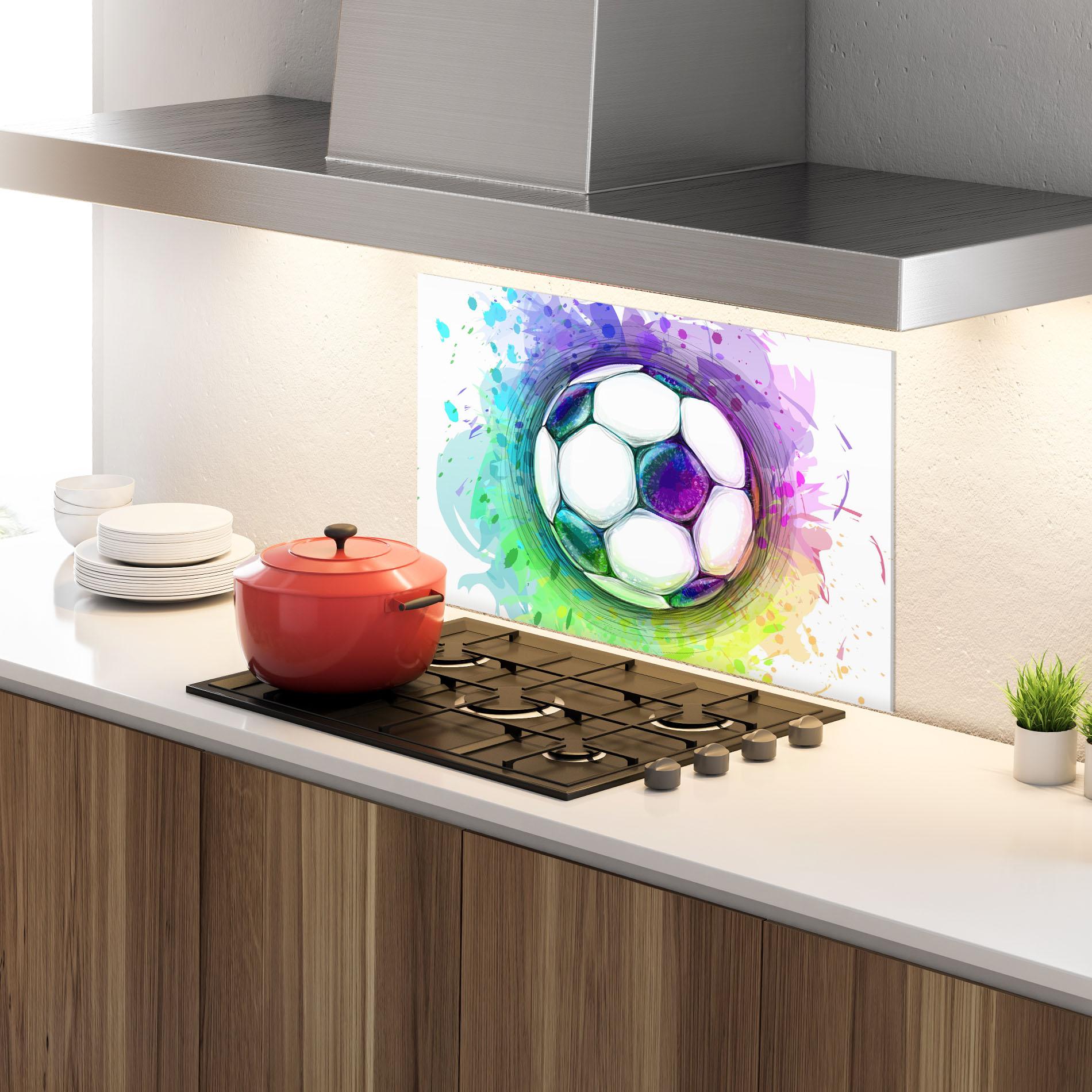 Küchenrückwand Glas Colorful Football mockup 4