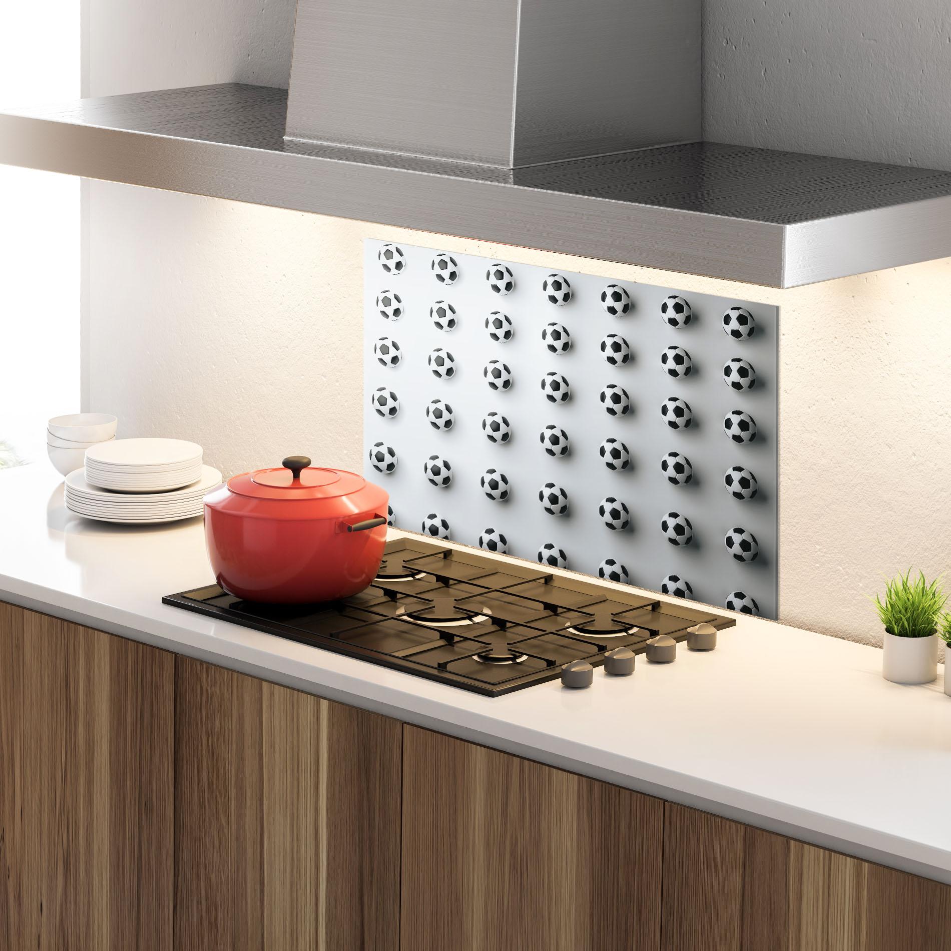 Küchenrückwand Glas Football Pattern mockup 4