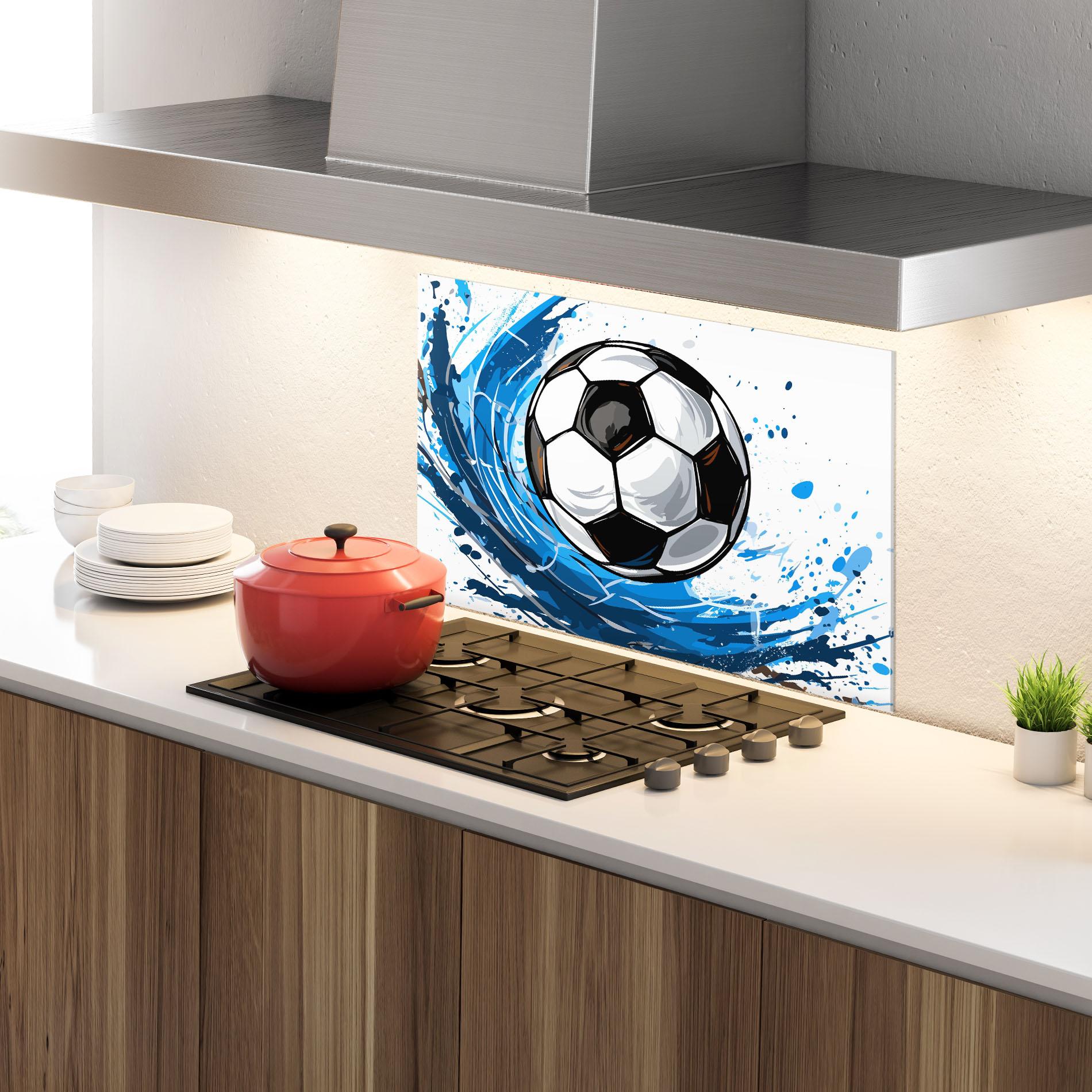 Küchenrückwand Glas Football Wave mockup 4