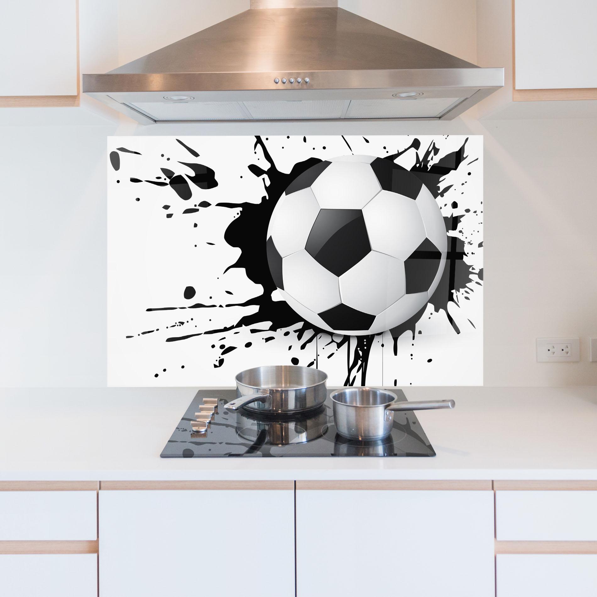 Küchenrückwand Glas Black Paint Football mockup 5
