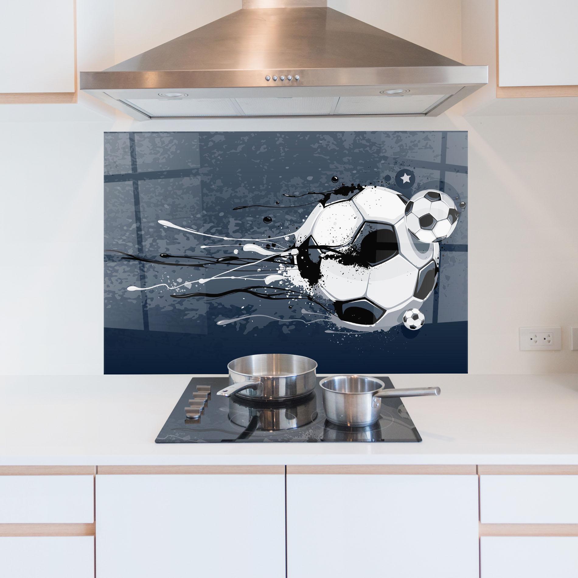Küchenrückwand Glas Blue Football mockup 5