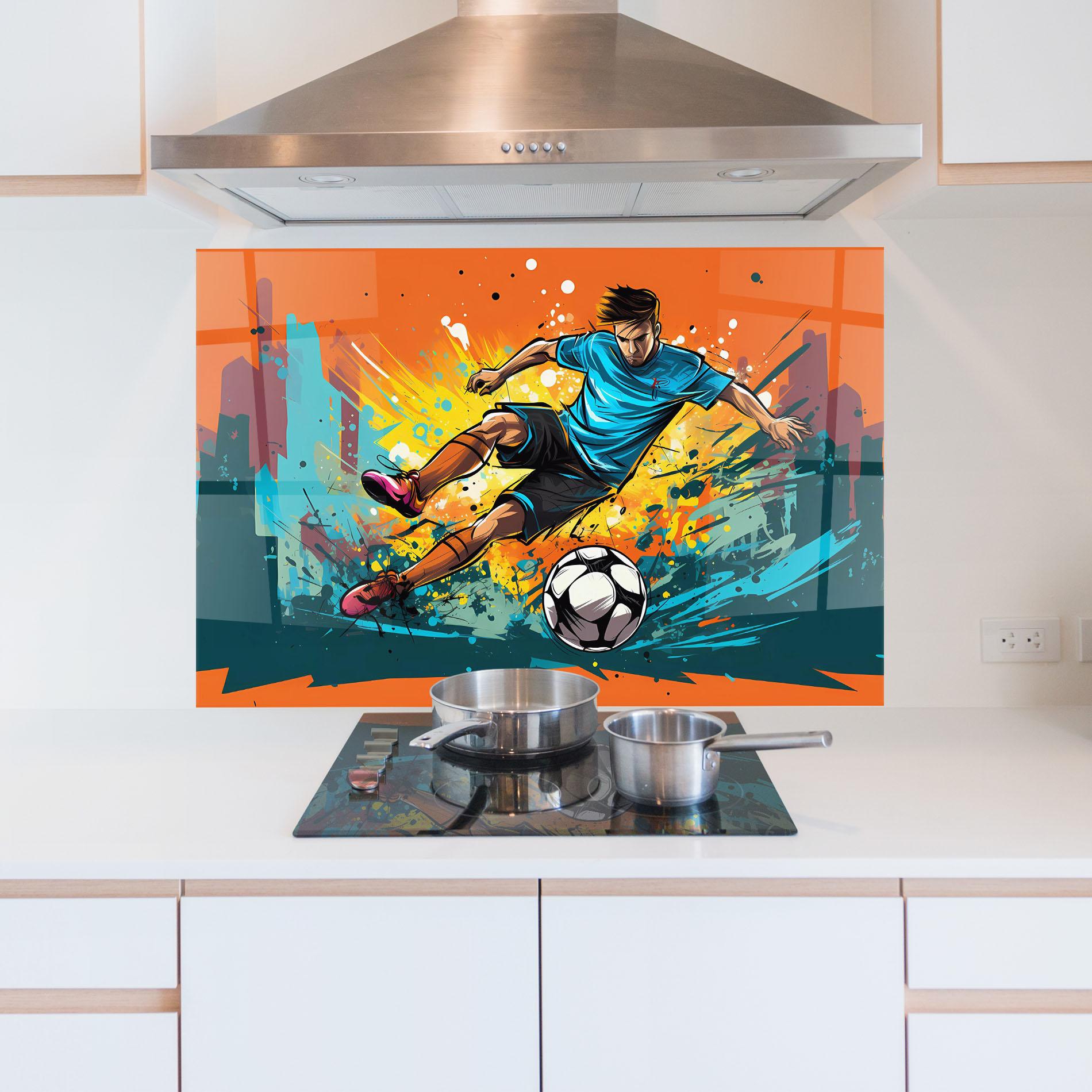 Küchenrückwand Glas Blue Tshirt Football mockup 5