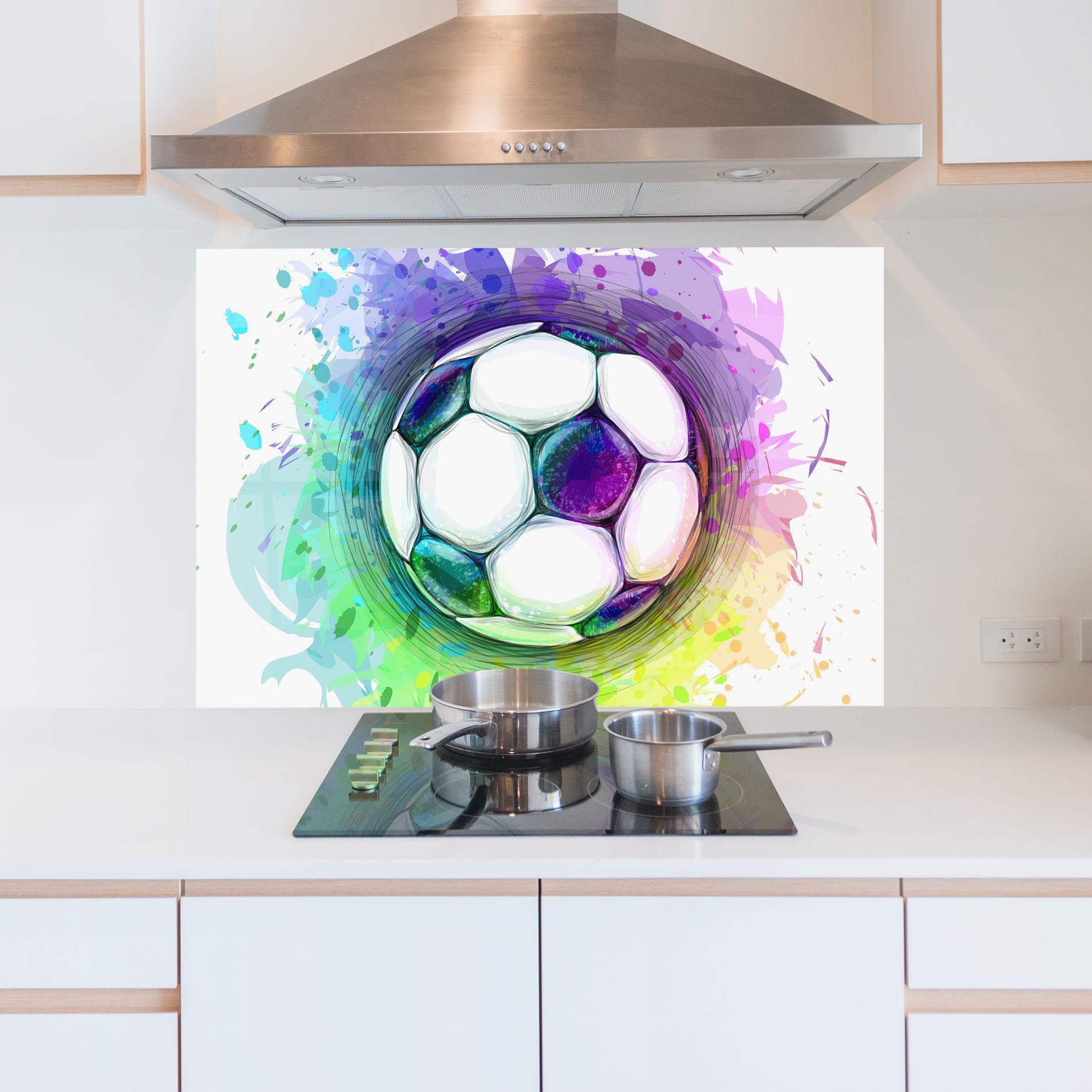 Küchenrückwand Glas Colorful Football mockup 5