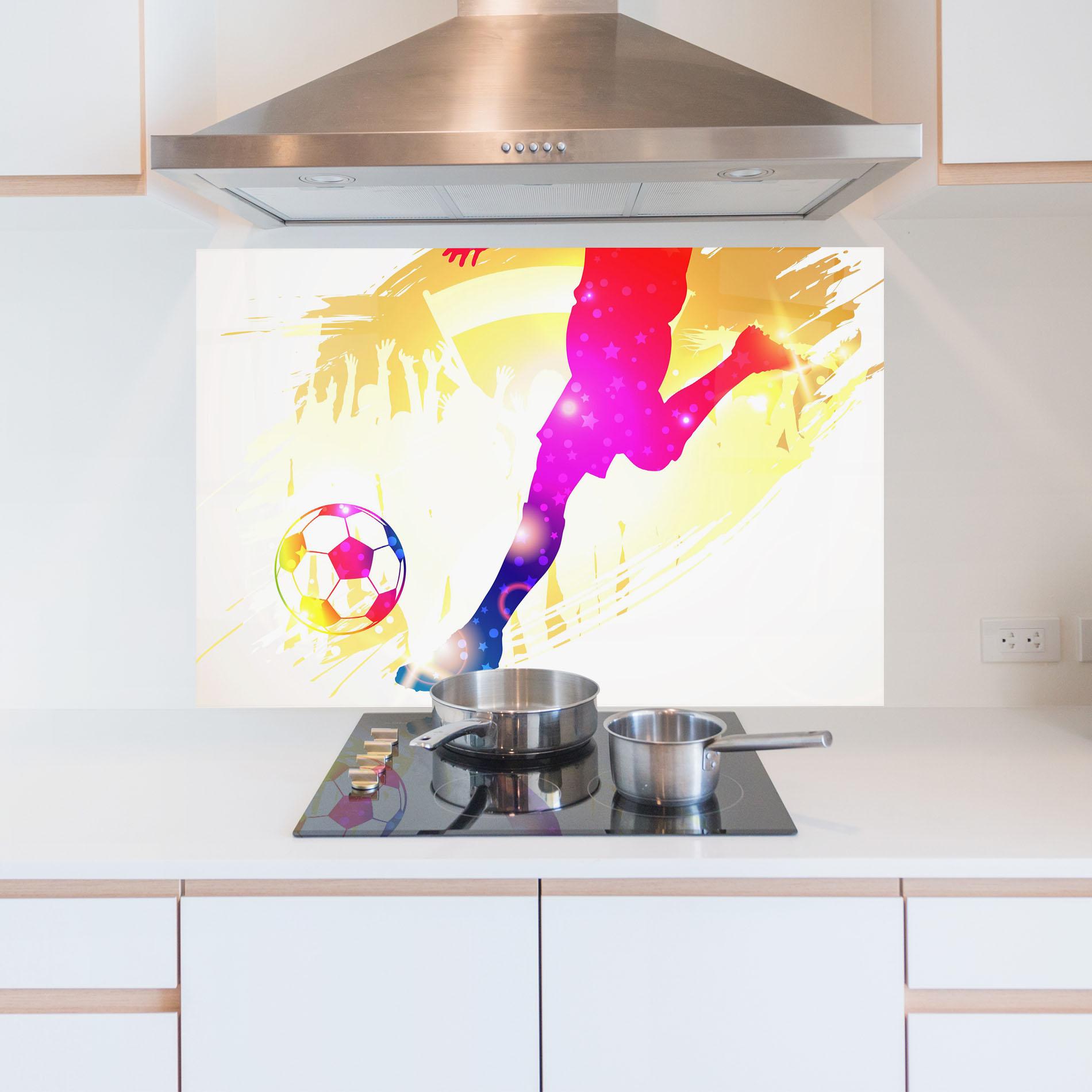 Küchenrückwand Glas Football Gold Art mockup 5