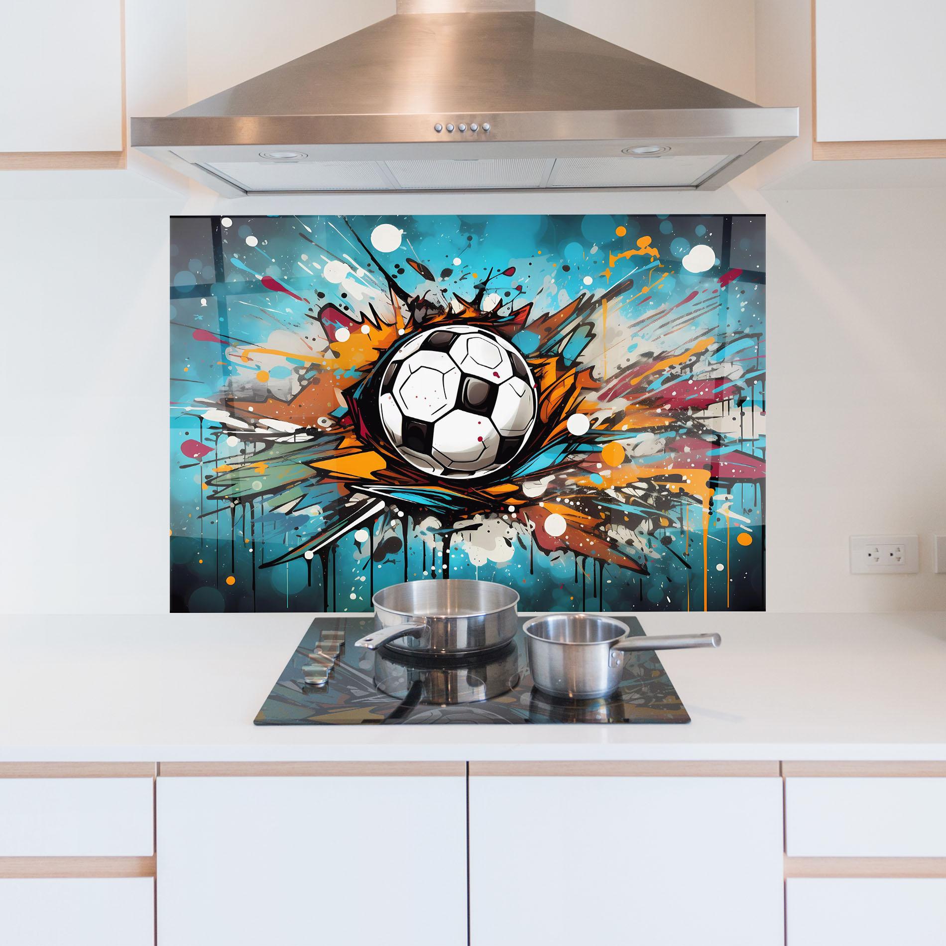 Küchenrückwand Glas Football Graffiti Style mockup 5