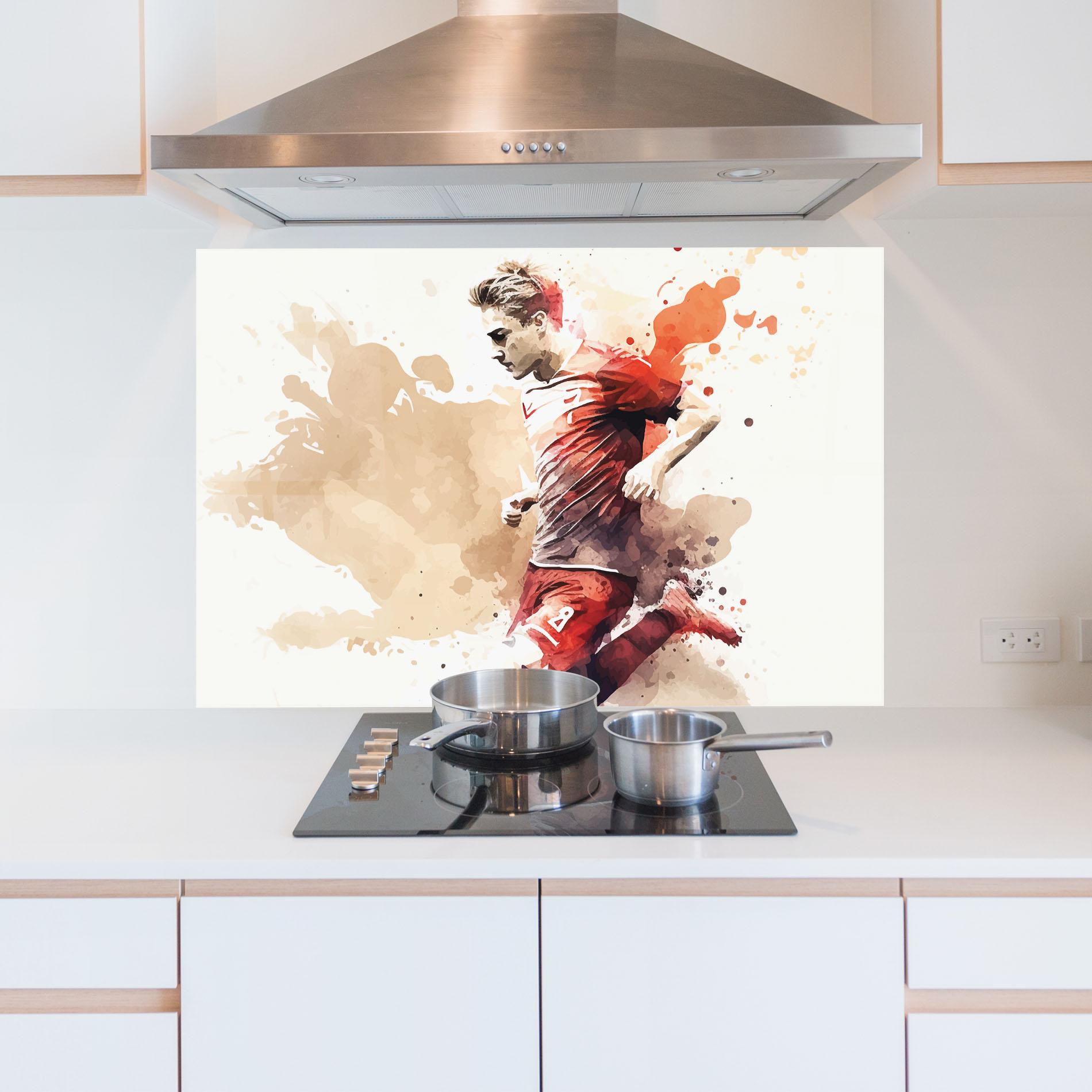 Küchenrückwand Glas Football Red Cream mockup 5