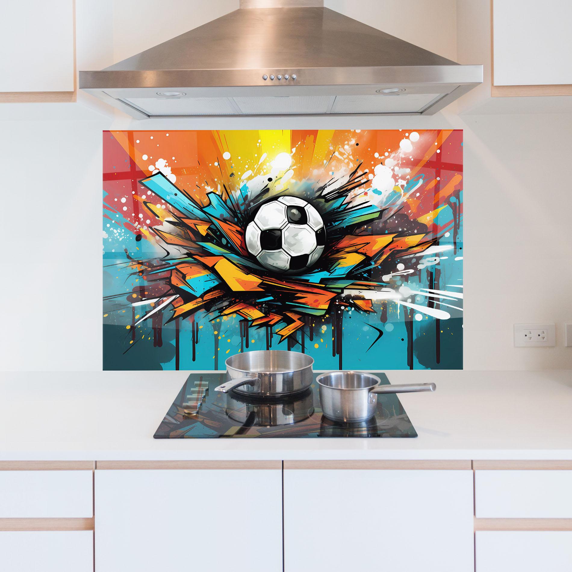Küchenrückwand Glas Graffiti Style Football mockup 5