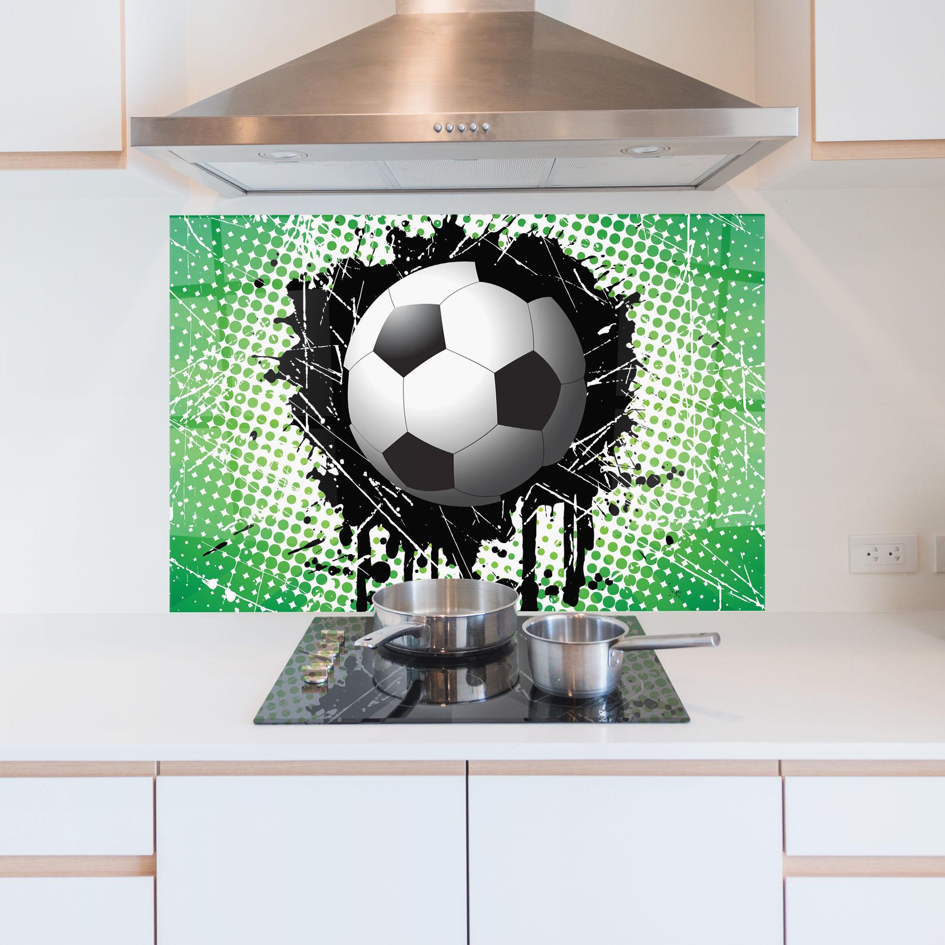 Küchenrückwand Glas Green Black Football mockup 5