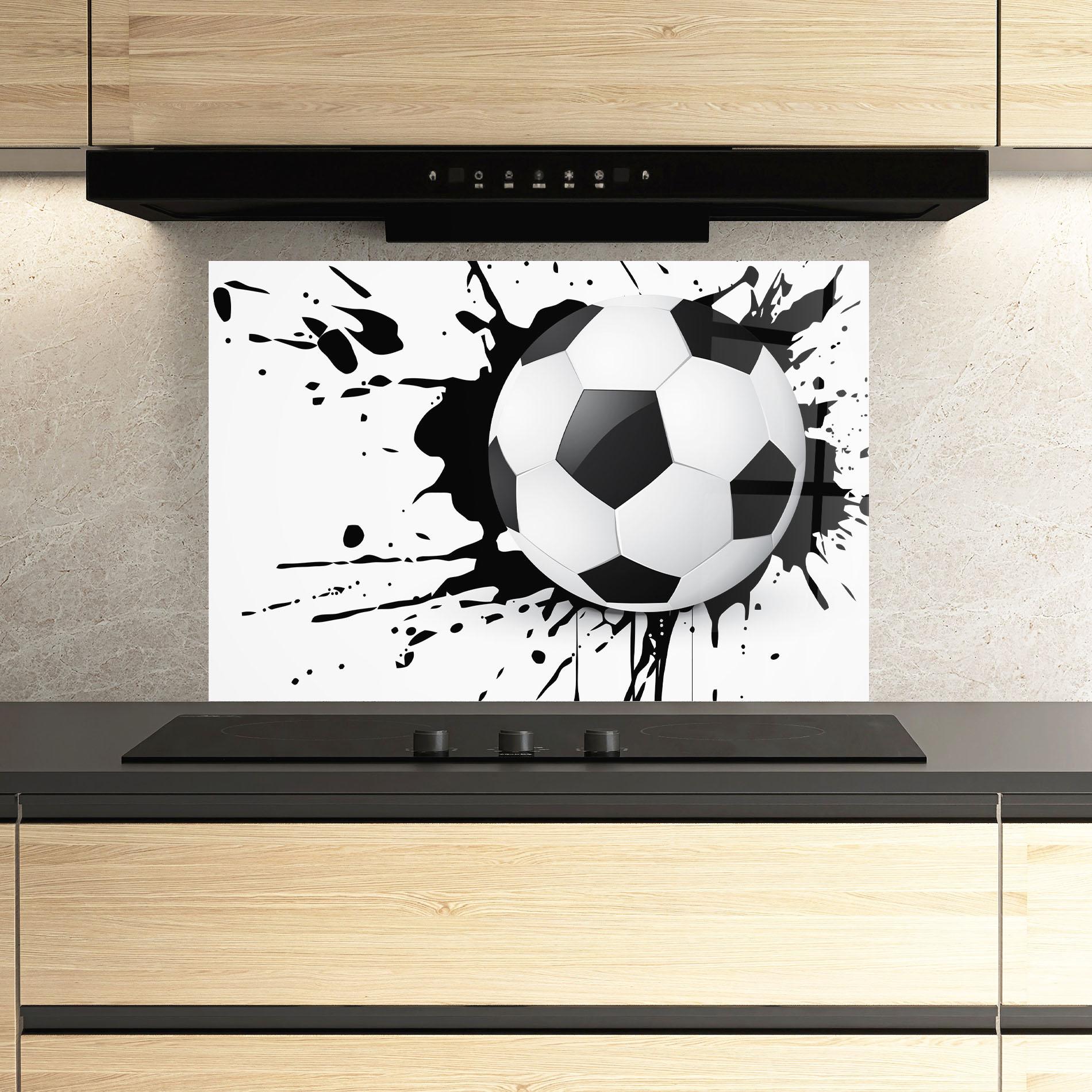 Küchenrückwand Glas Black Paint Football mockup 3