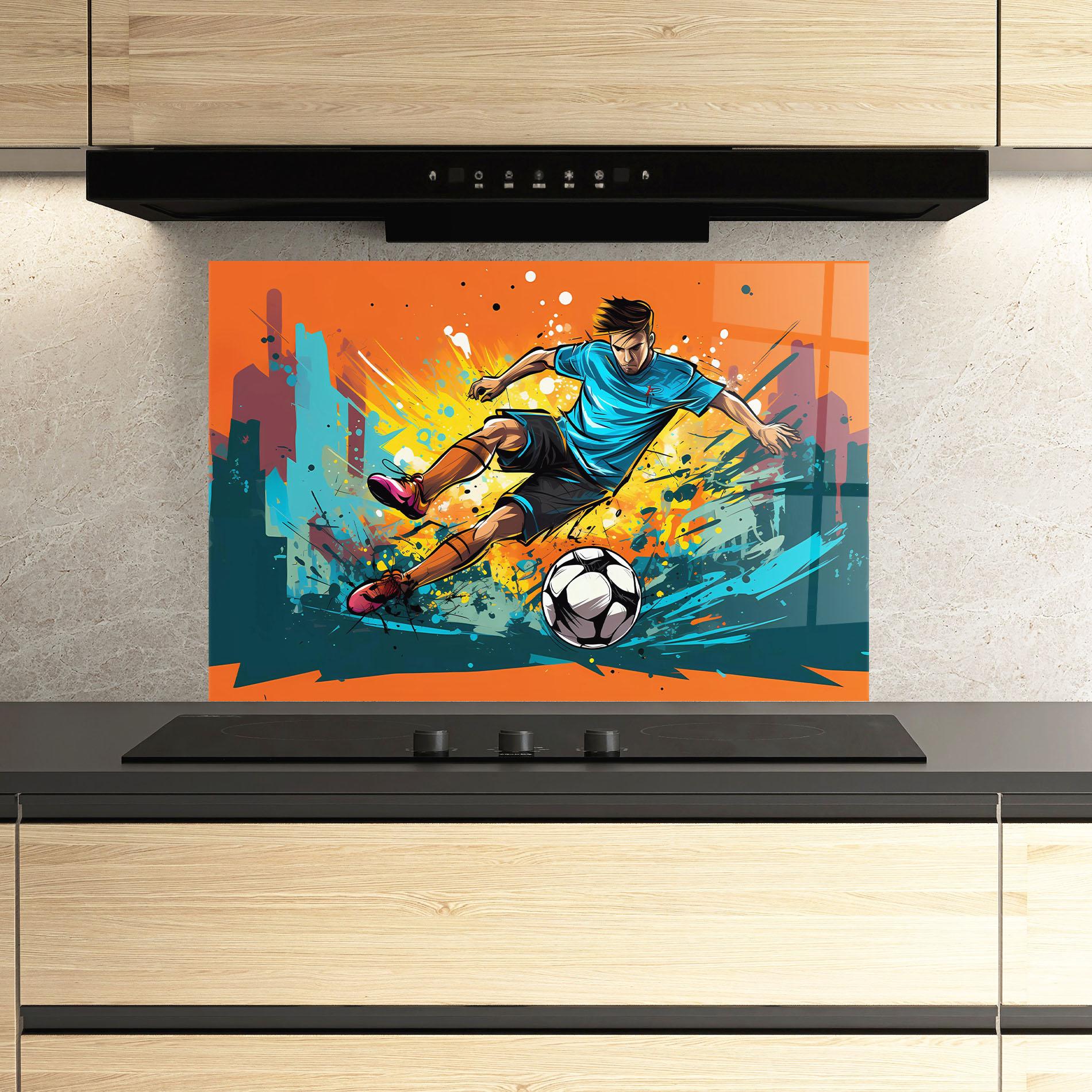 Küchenrückwand Glas Blue Tshirt Football mockup 3