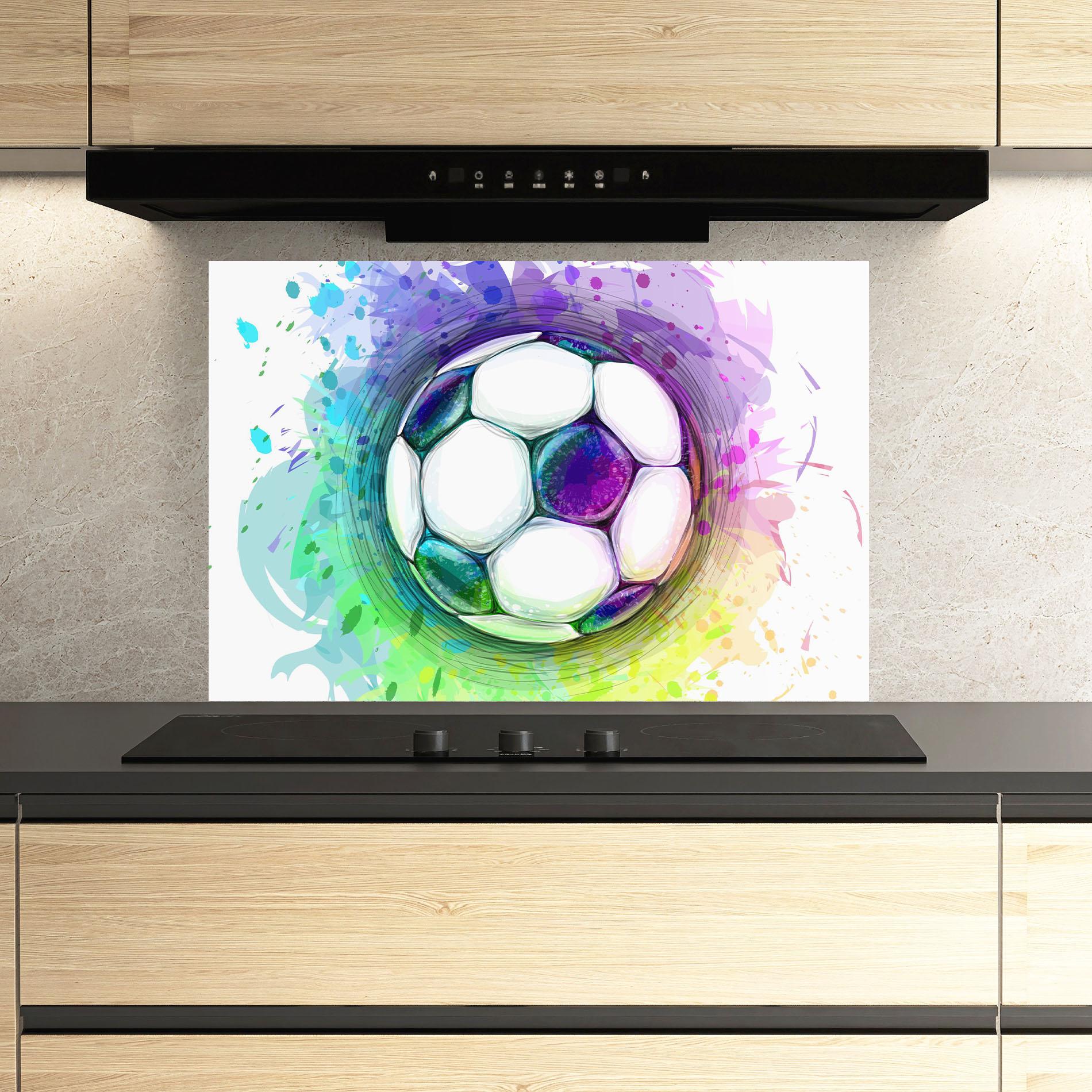Küchenrückwand Glas Colorful Football mockup 3