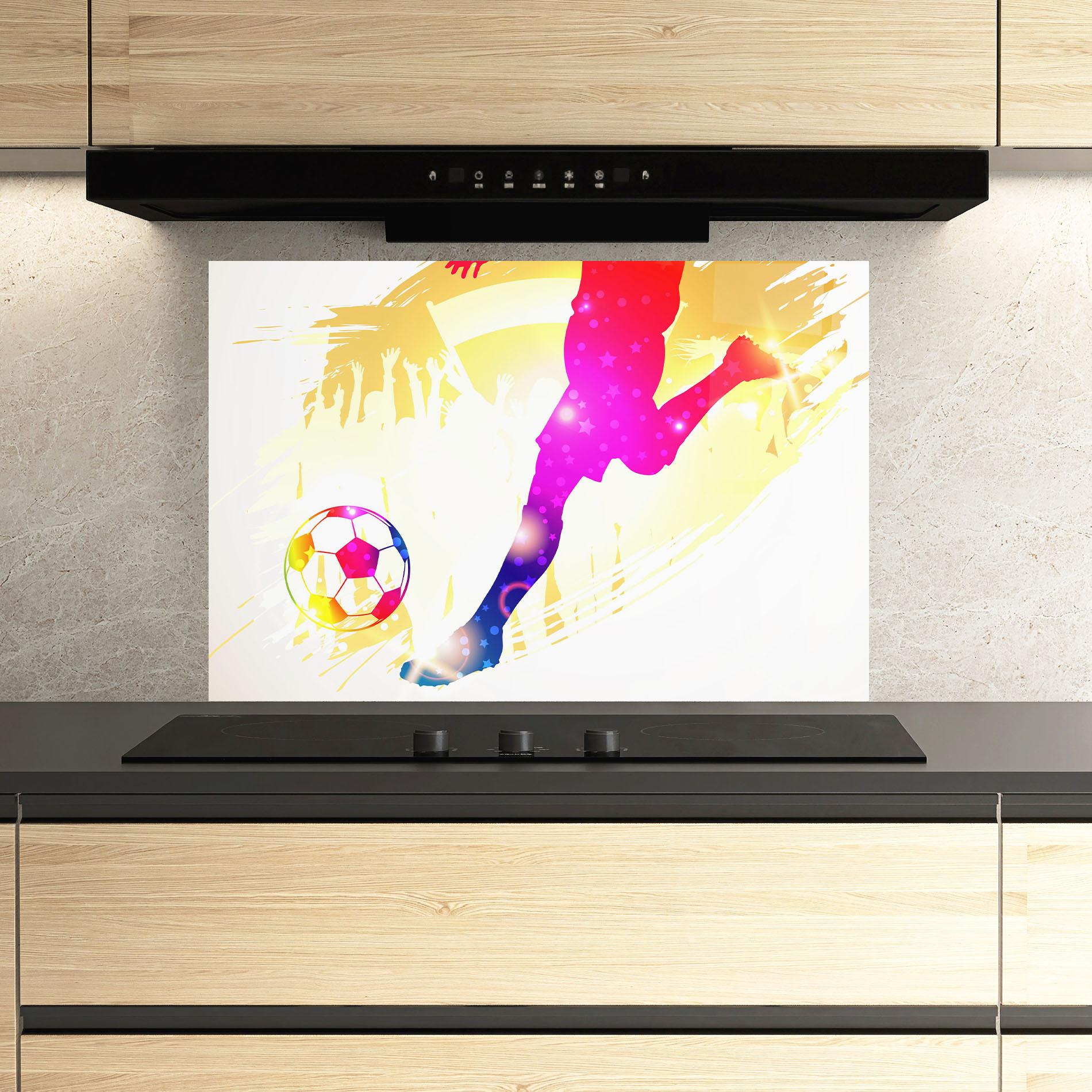 Küchenrückwand Glas Football Gold Art mockup 3