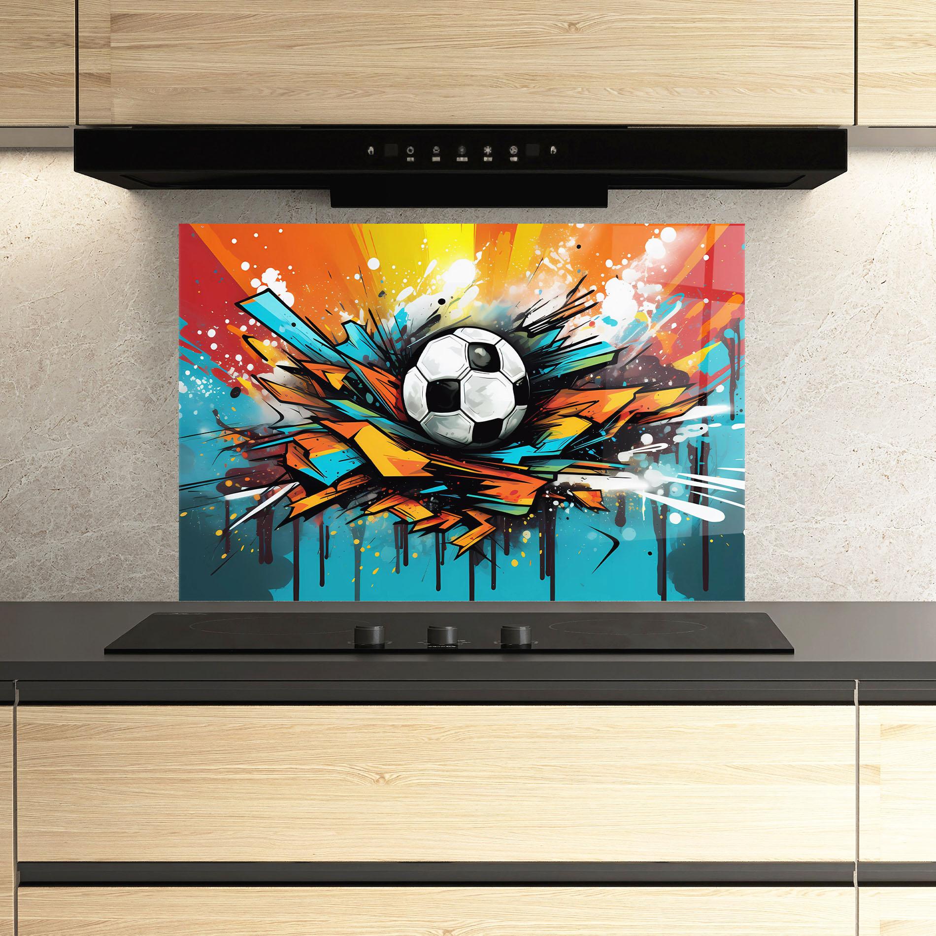 Küchenrückwand Glas Graffiti Style Football mockup 3