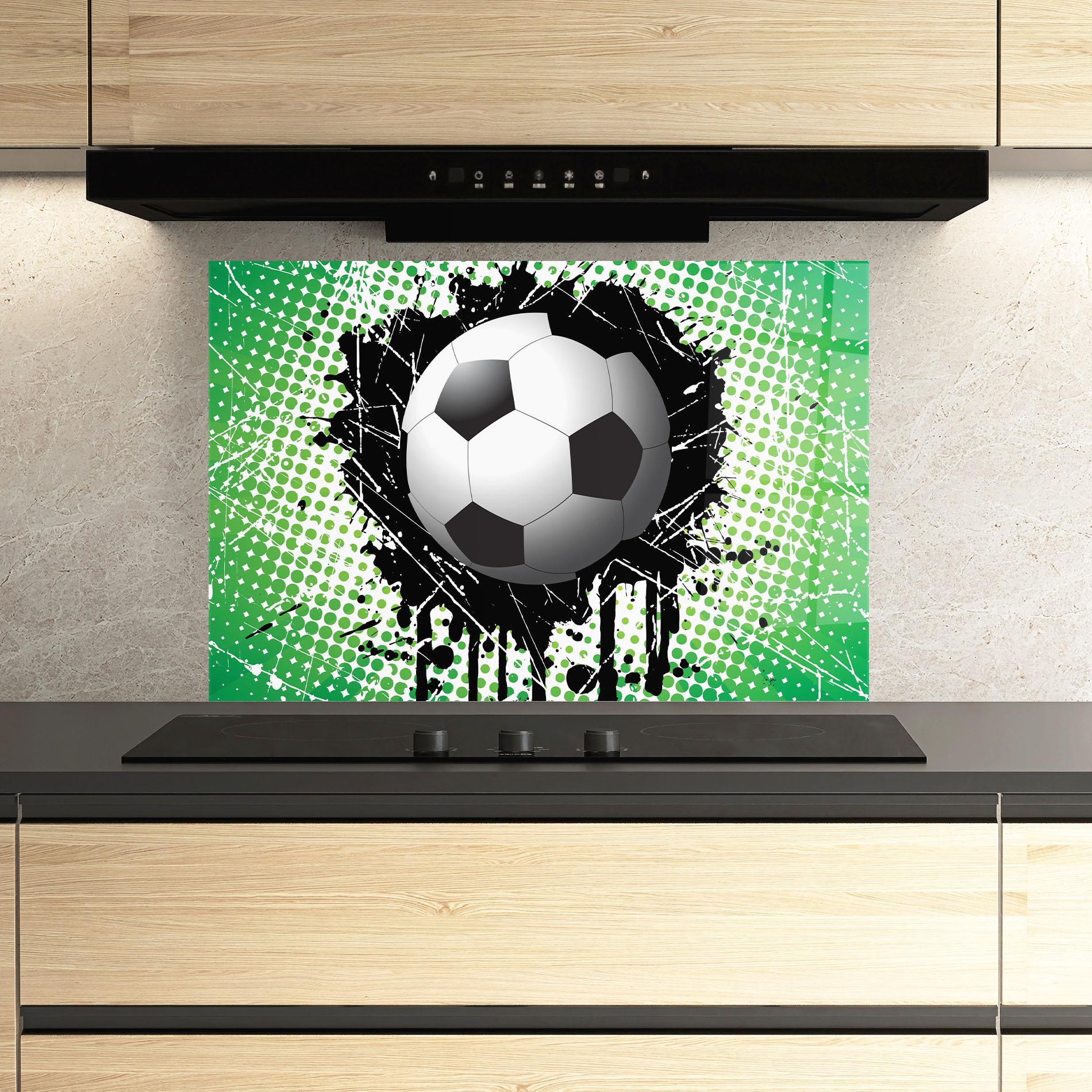 Küchenrückwand Glas Green Black Football mockup 3