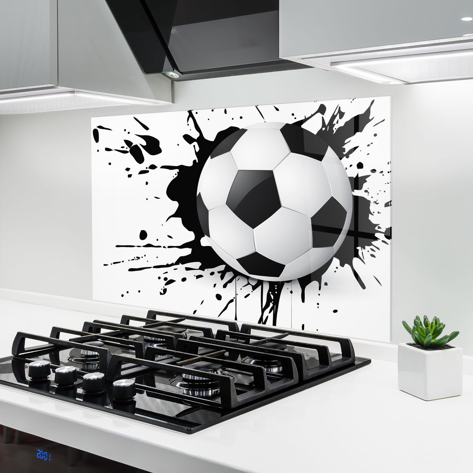 Küchenrückwand Glas Black Paint Football mockup 6