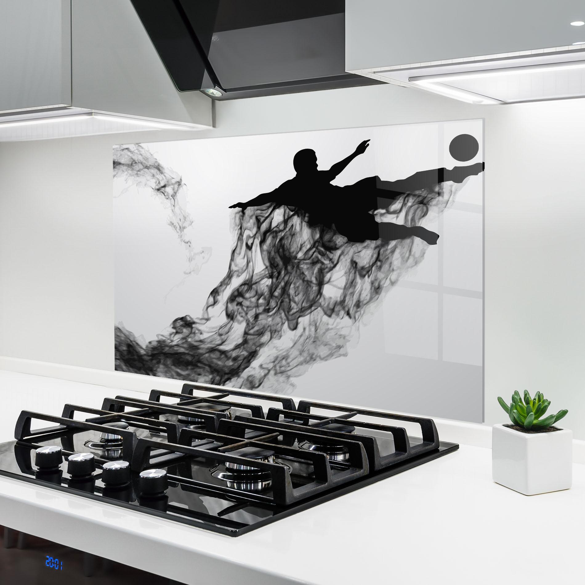 Küchenrückwand Glas Black Smoke Football mockup 6