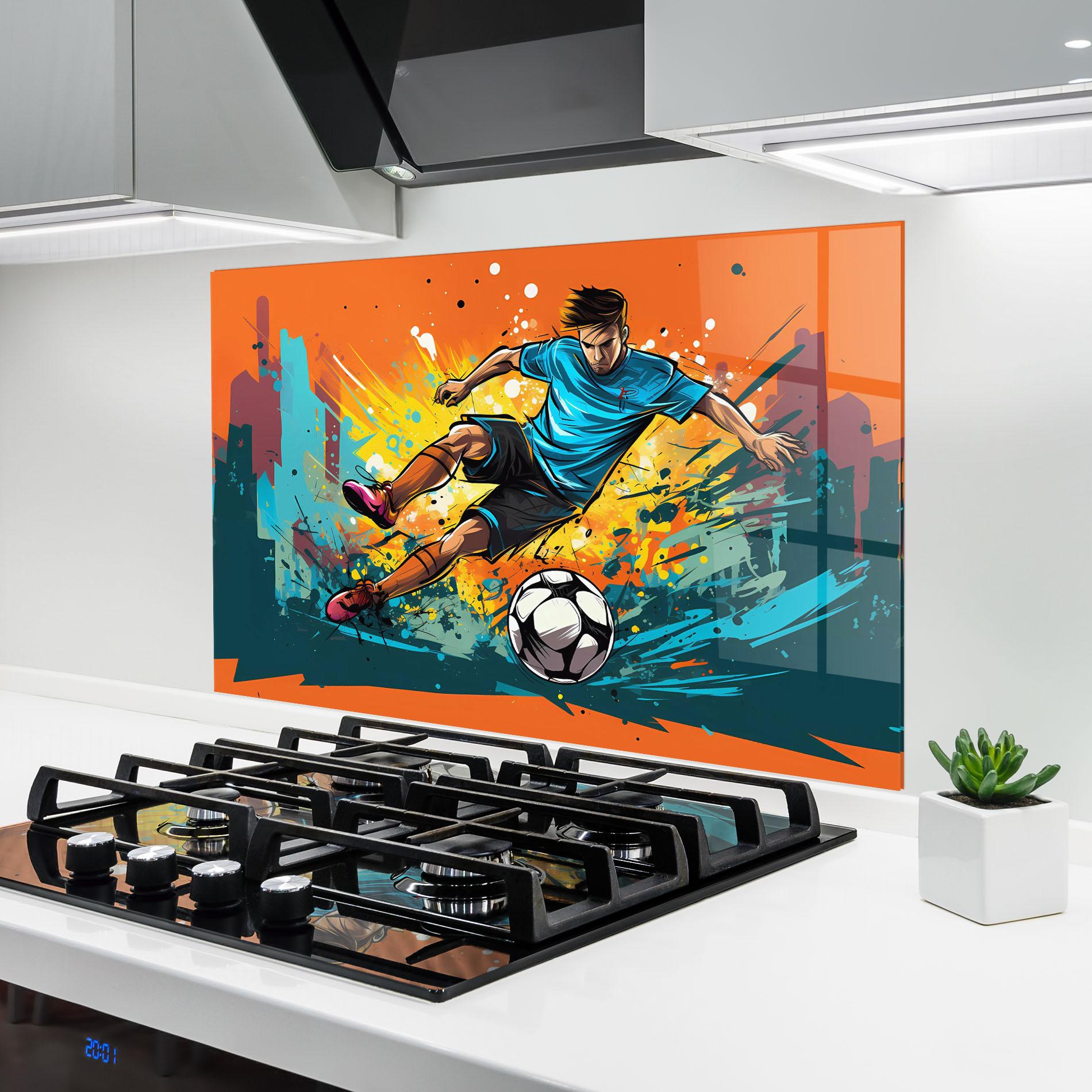 Küchenrückwand Glas Blue Tshirt Football mockup 6