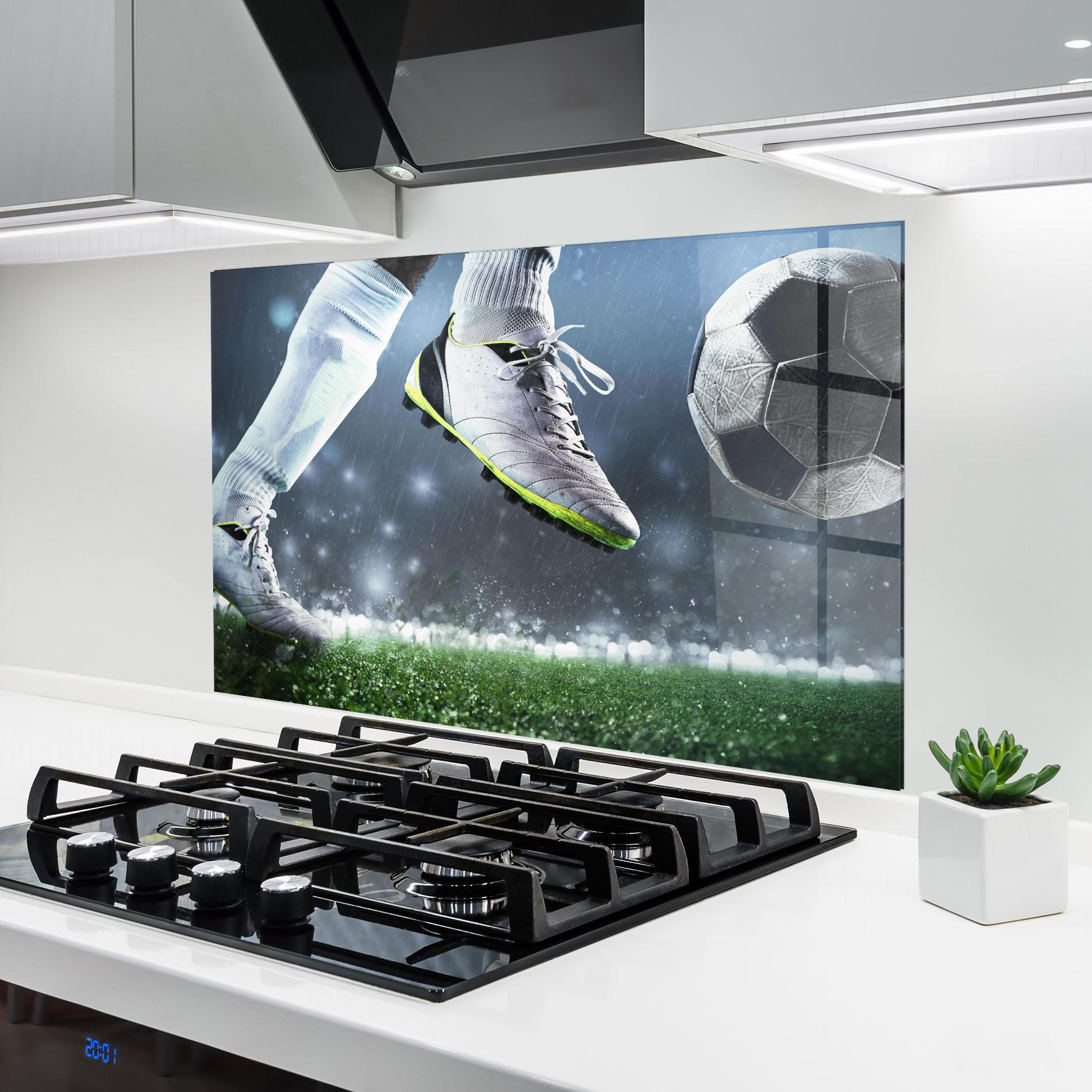 Küchenrückwand Glas Close Up Football Scene mockup 6