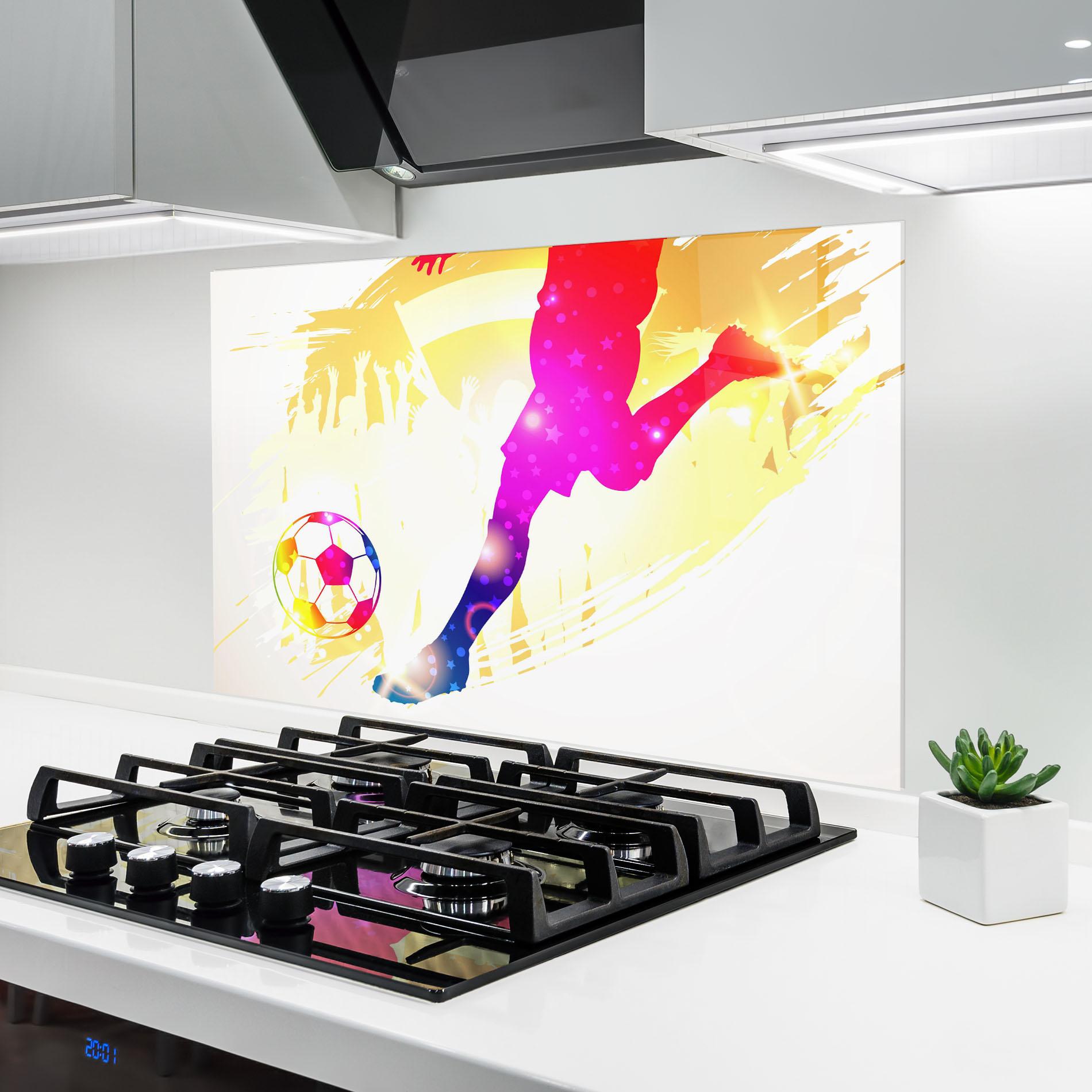 Küchenrückwand Glas Football Gold Art mockup 6