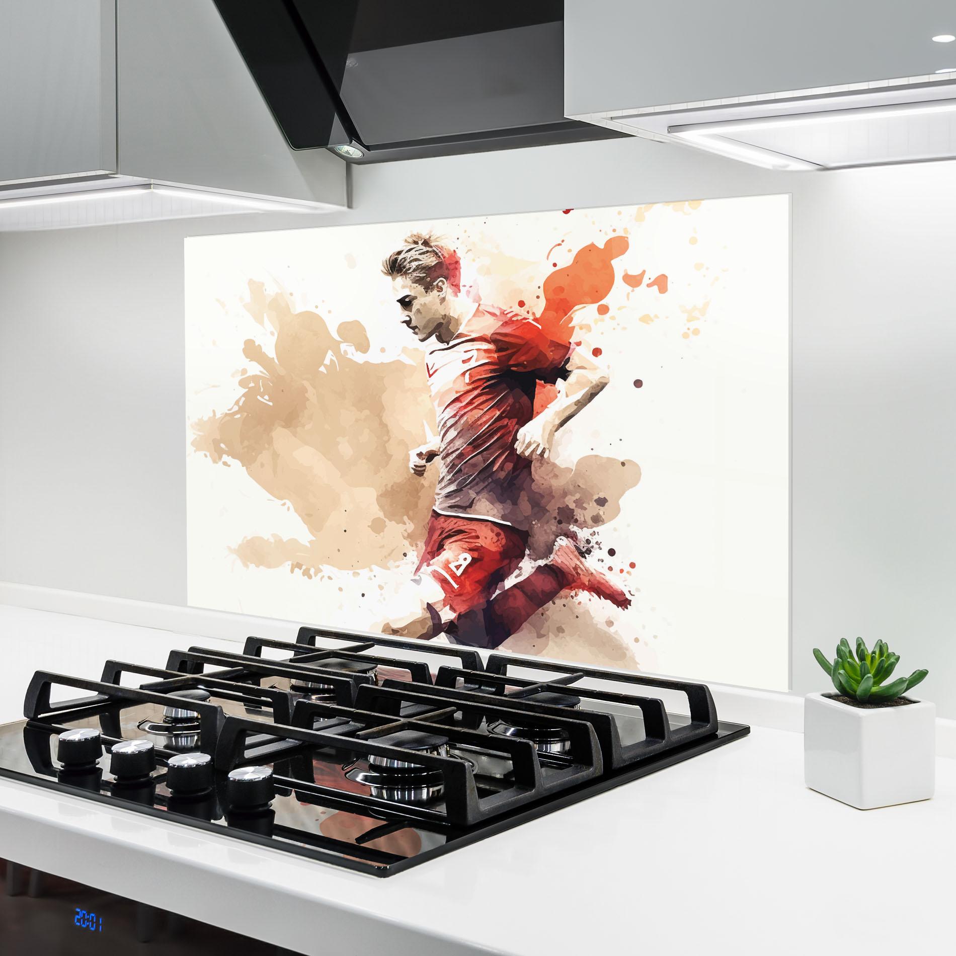 Küchenrückwand Glas Football Red Cream mockup 6