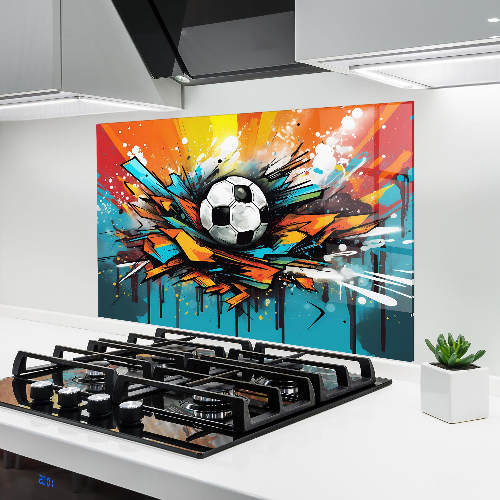 Küchenrückwand Glas Graffiti Style Football mockup 6