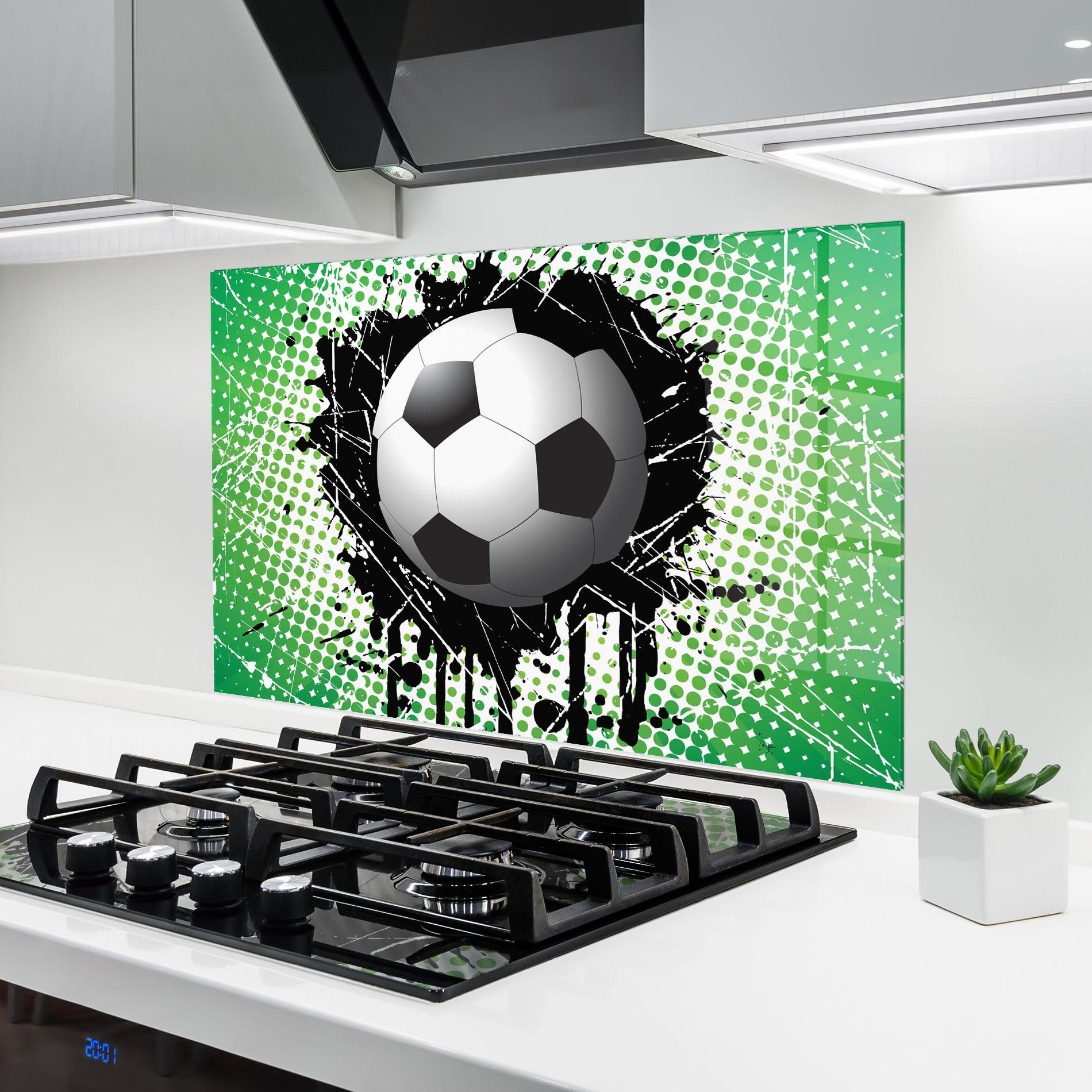 Küchenrückwand Glas Green Black Football mockup 6