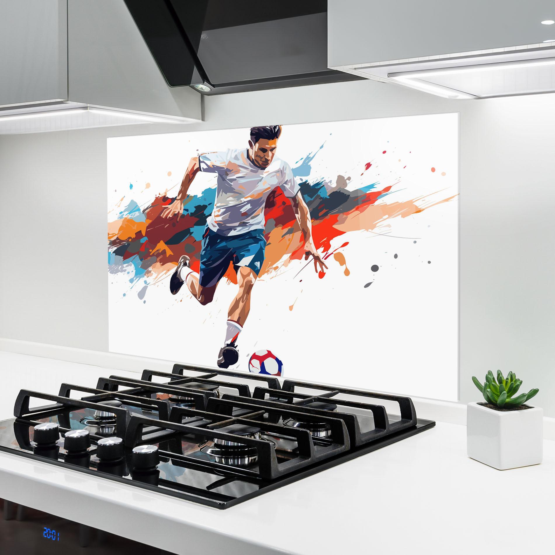 Küchenrückwand Glas Grey Blue Football mockup 6